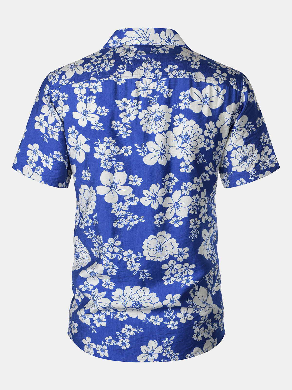 Camisa Blue floral Pocket Hawaiian Cuban Collar de manga corta para hombre