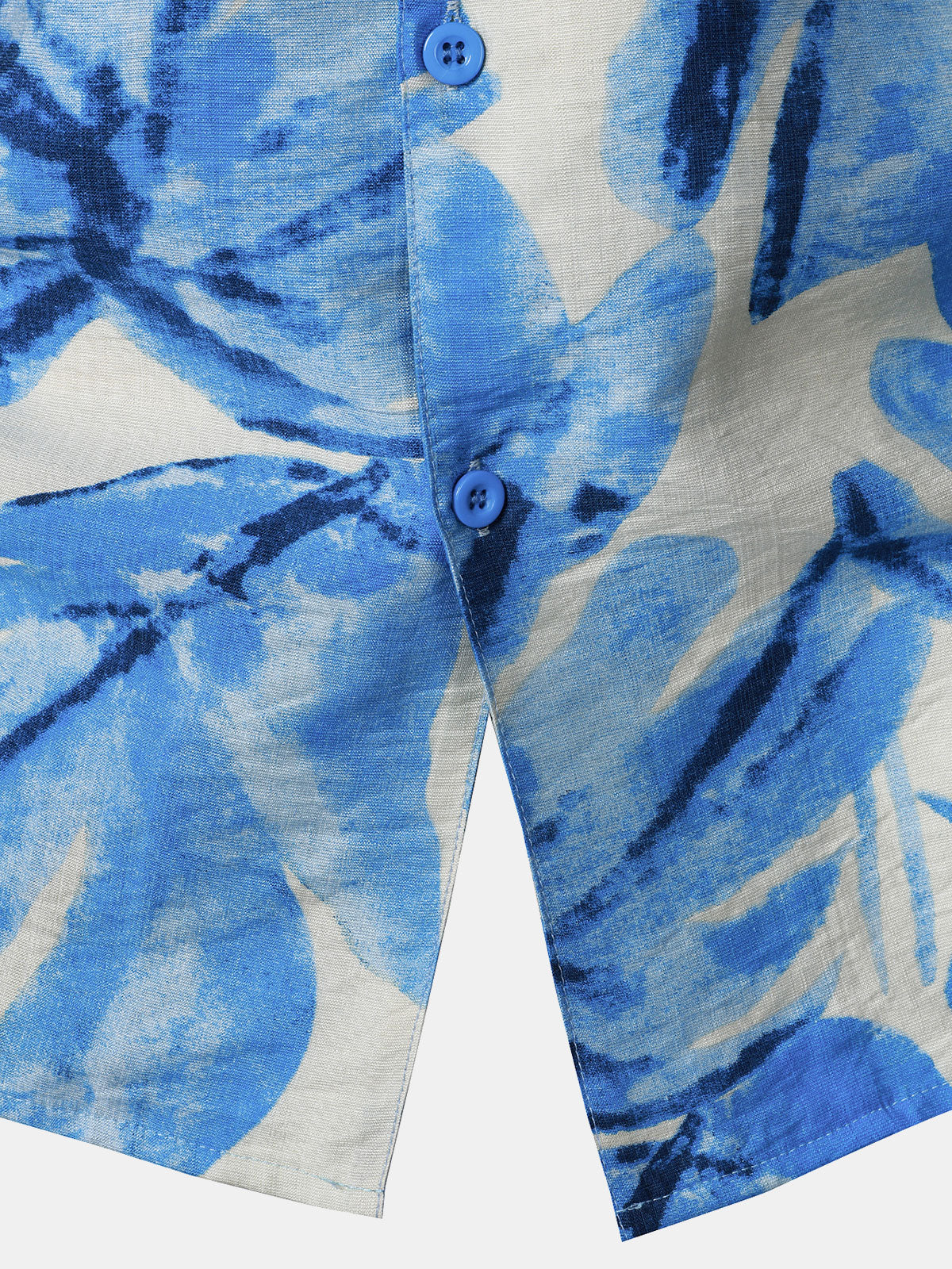 Camisa Blue Tropical Leaves estampado Pocket Hawaiian Cuban Collar de manga corta para hombre