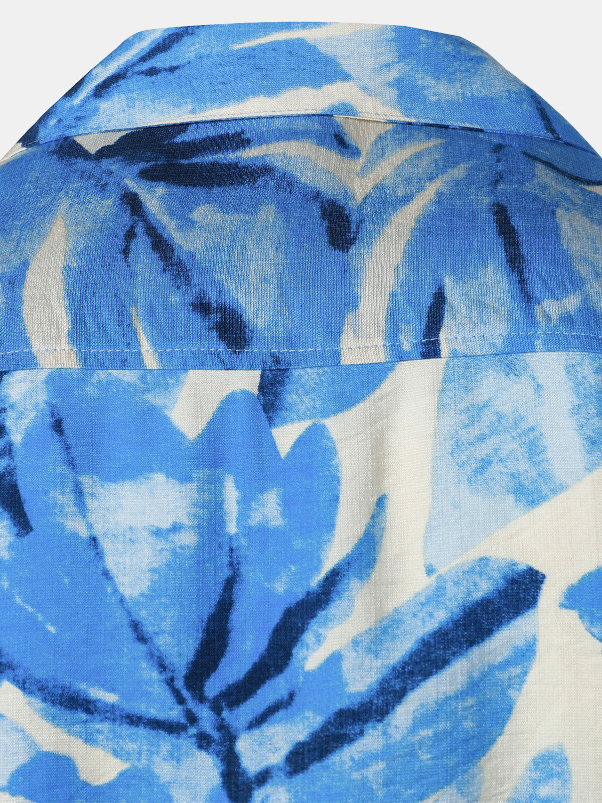 Camisa Blue Tropical Leaves estampado Pocket Hawaiian Cuban Collar de manga corta para hombre