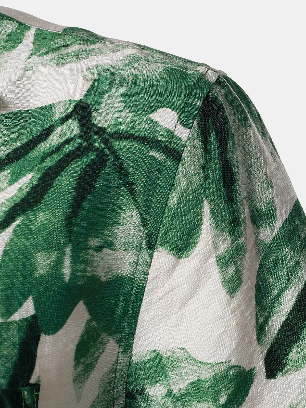 Camisa Green Tropical Leaves estampado Pocket Hawaiian de manga corta para hombre