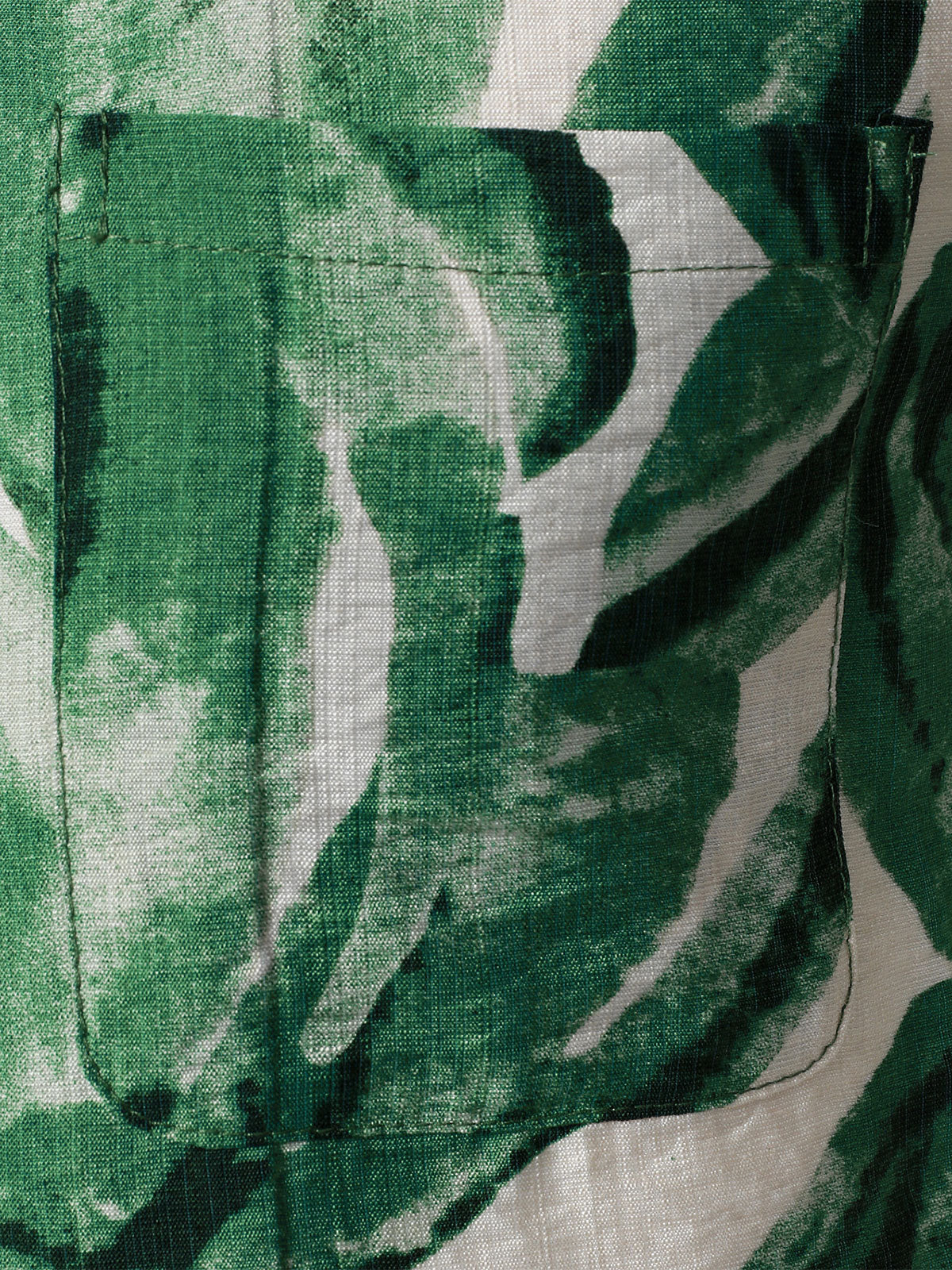 Camisa Green Tropical Leaves estampado Pocket Hawaiian de manga corta para hombre