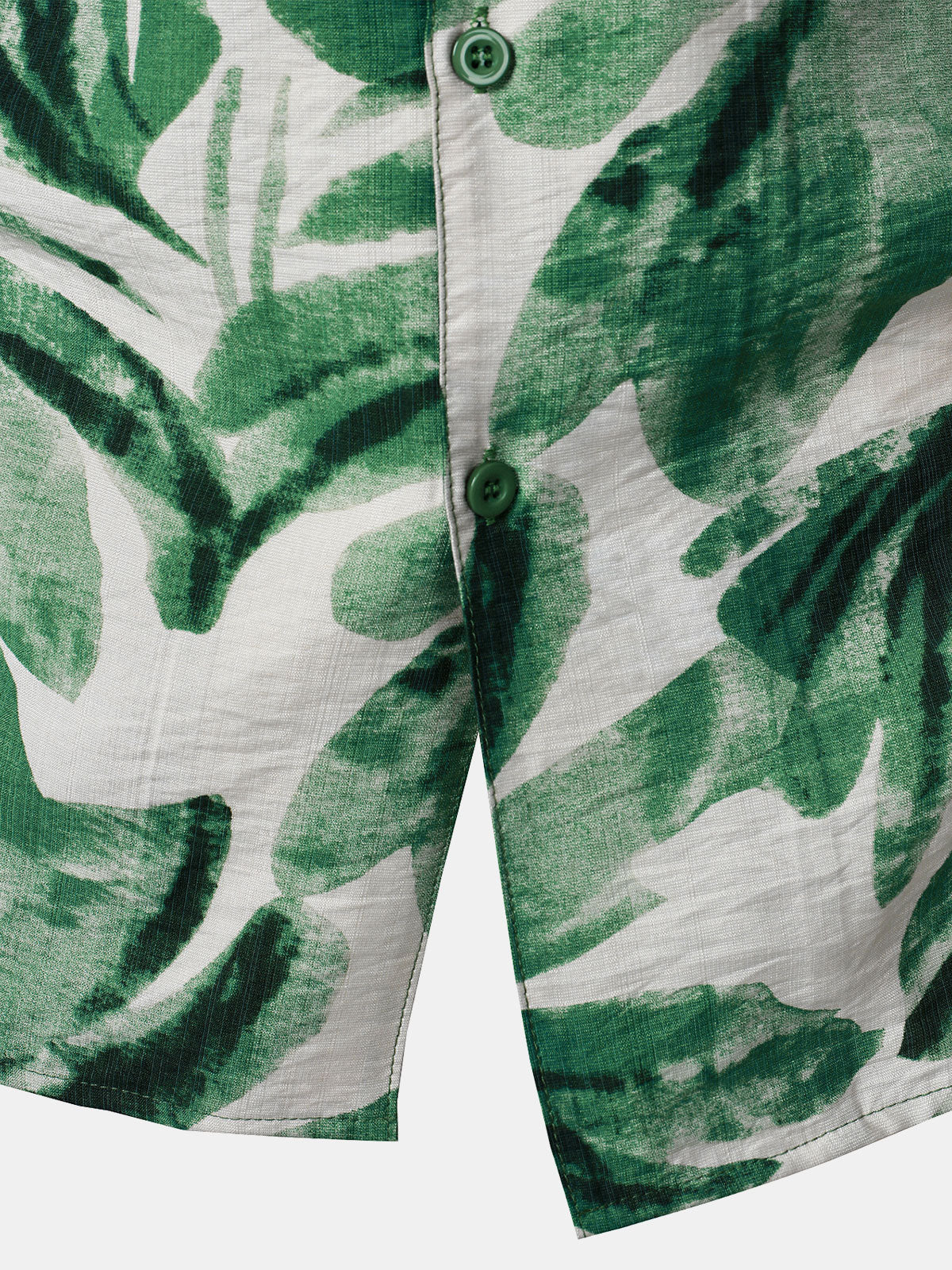 Camisa Green Tropical Leaves estampado Pocket Hawaiian de manga corta para hombre