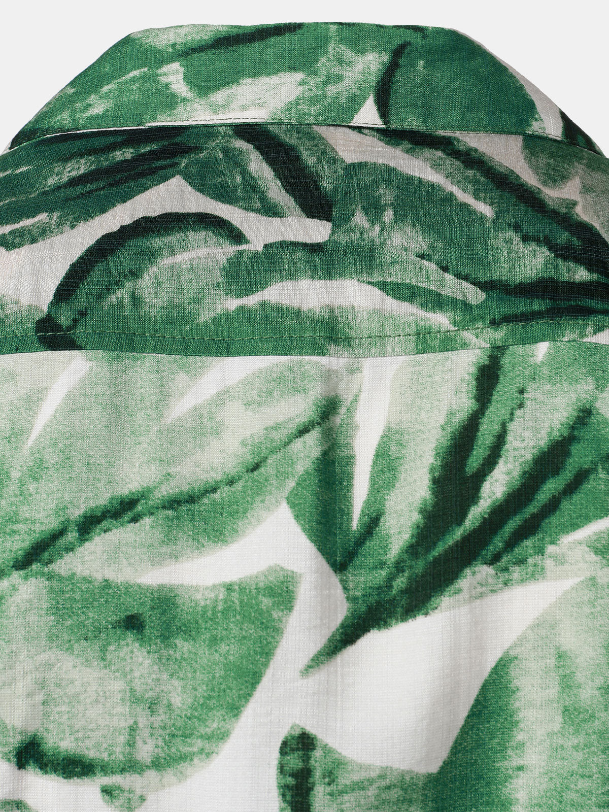 Camisa Green Tropical Leaves estampado Pocket Hawaiian de manga corta para hombre