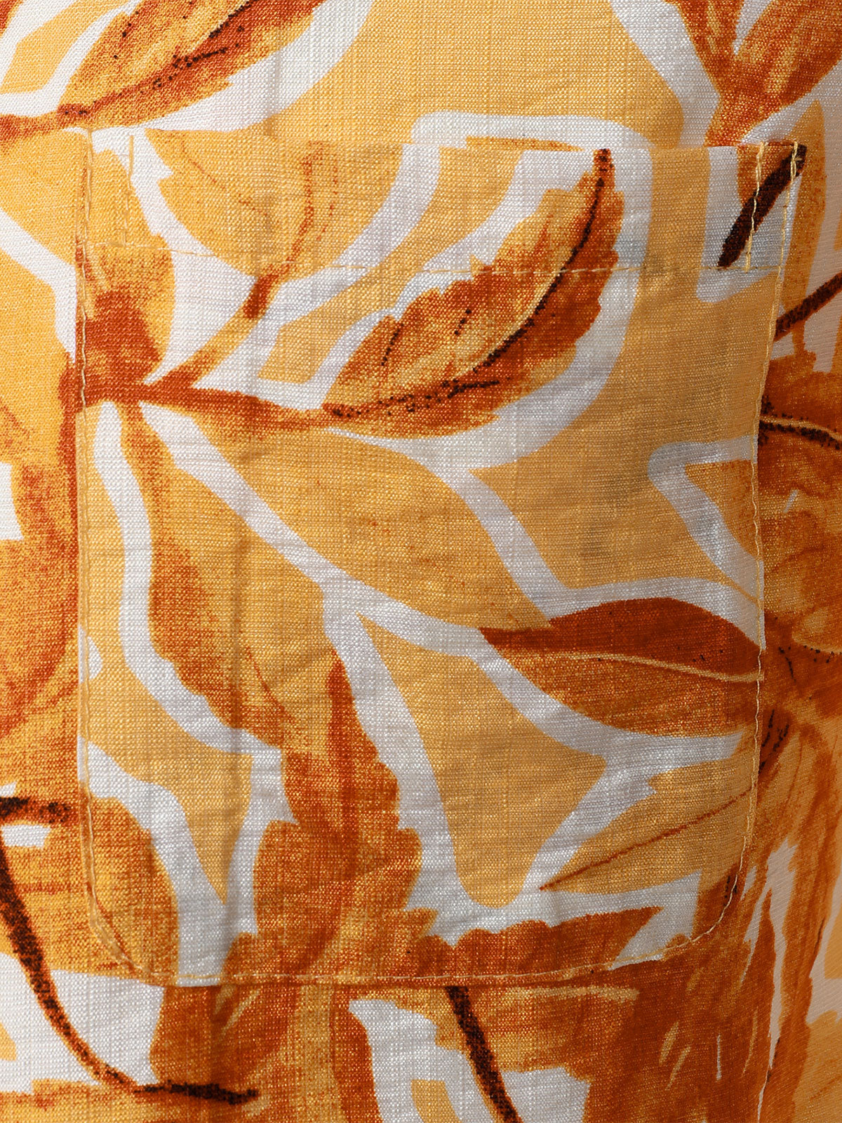 Camisa Yellow Tropical estampado Pocket Hawaiian de manga corta para hombre