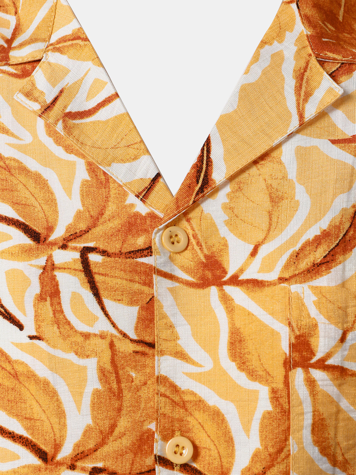 Camisa Yellow Tropical estampado Pocket Hawaiian de manga corta para hombre