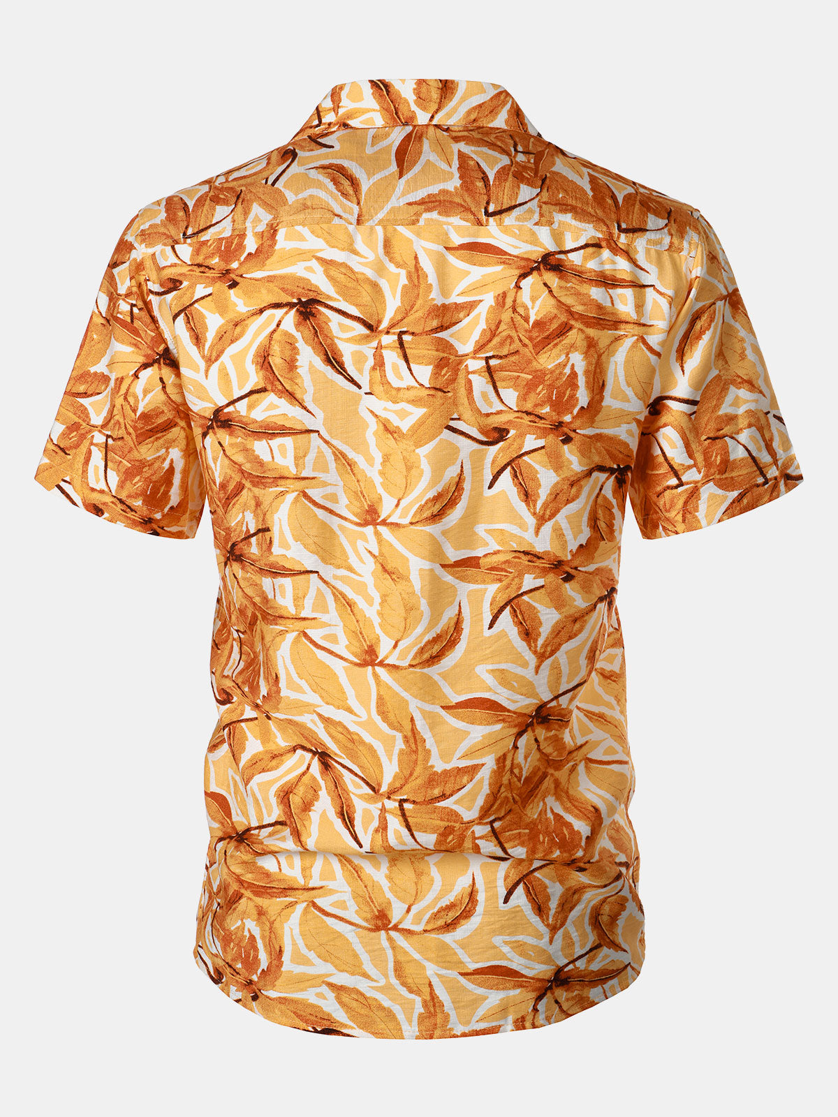 Camisa Yellow Tropical estampado Pocket Hawaiian de manga corta para hombre