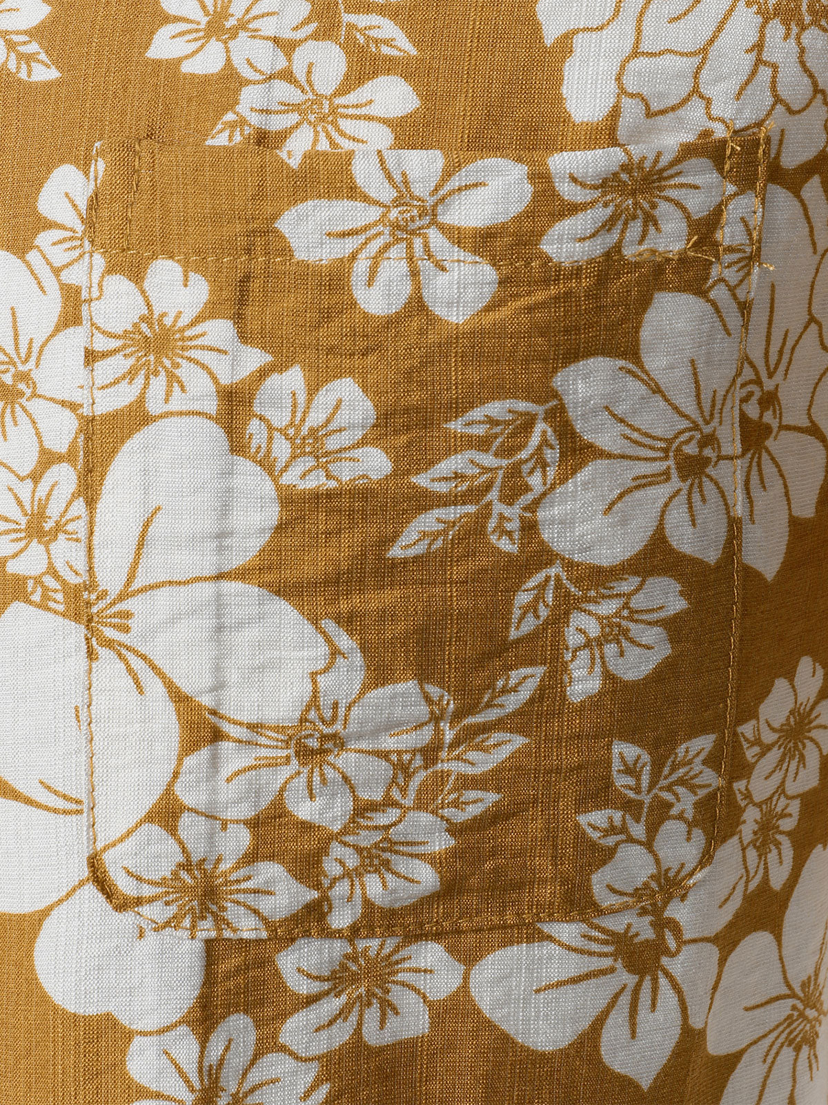 Camisa Yellow floral Pocket Resort de manga corta para hombre