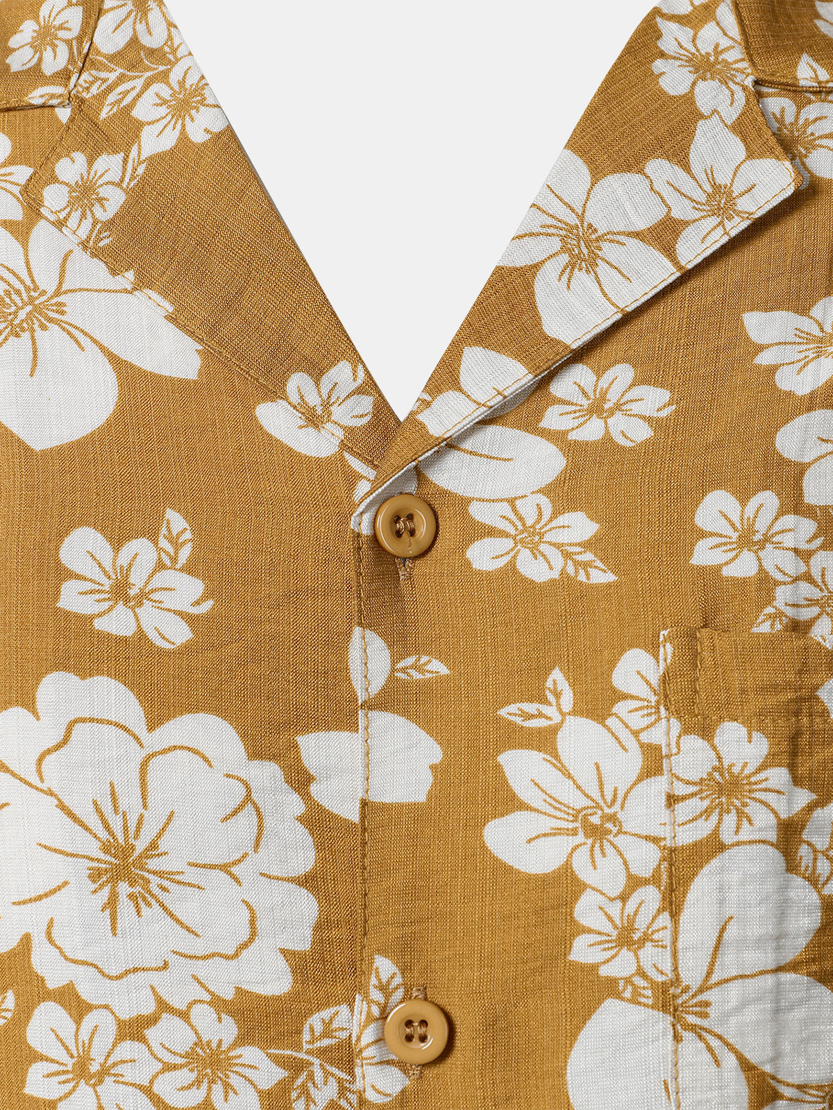 Camisa Yellow floral Pocket Resort de manga corta para hombre