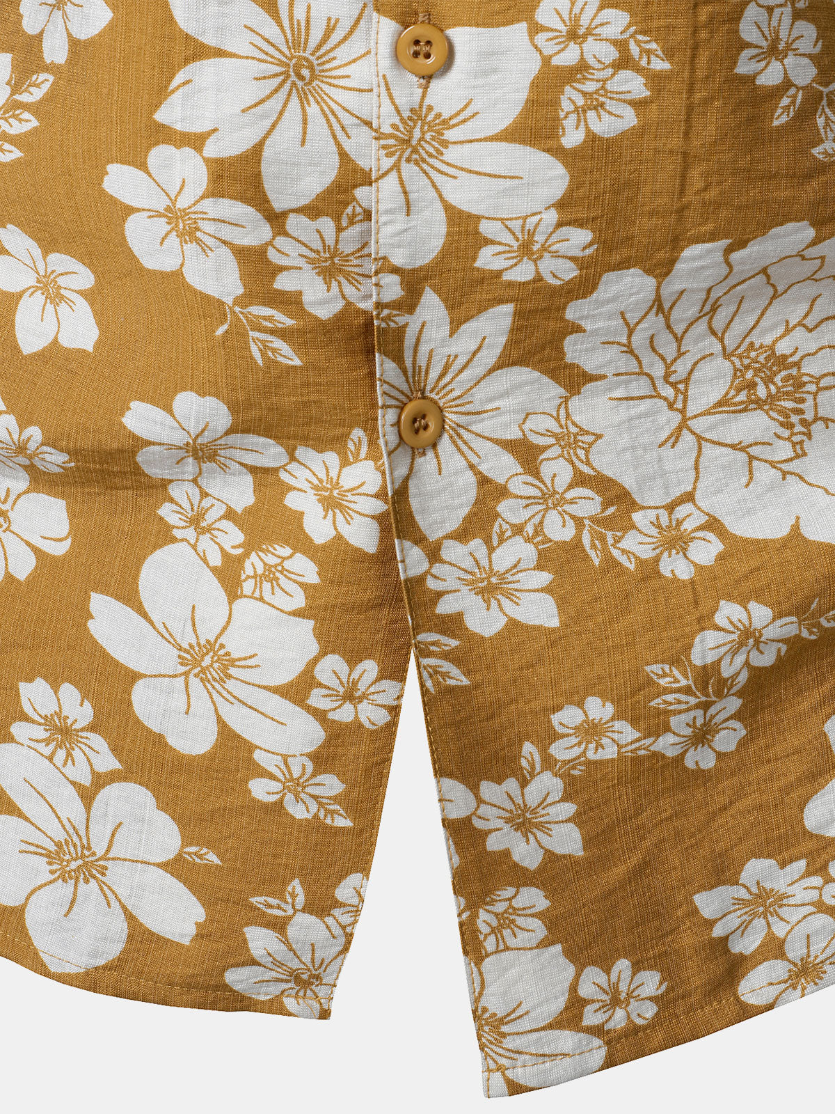 Camisa Yellow floral Pocket Resort de manga corta para hombre