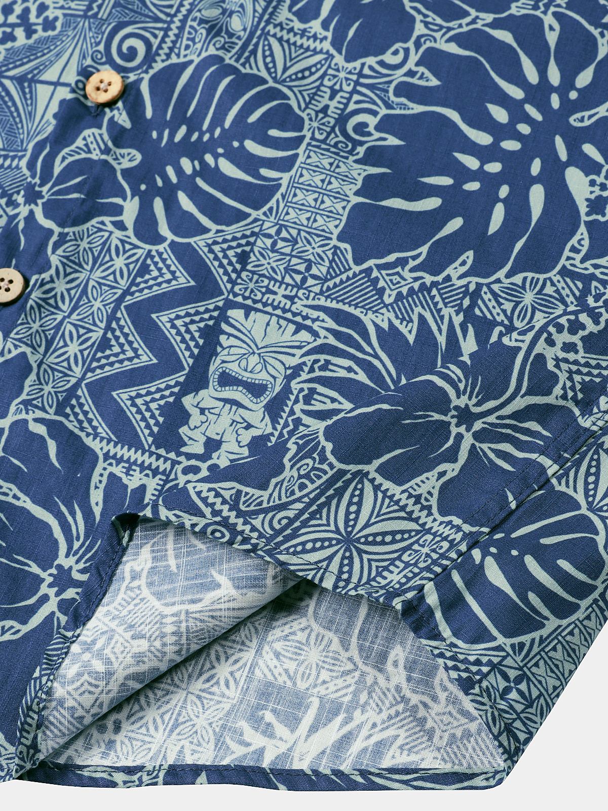 Camisa transpirable de manga corta Tropical Botanical de algodón para hombre