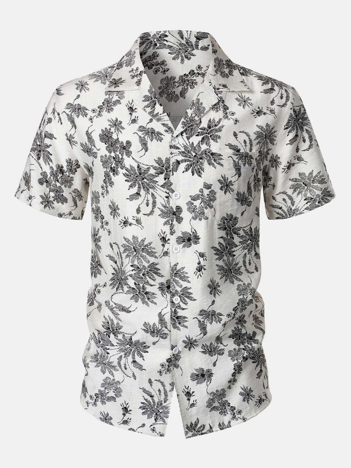 Camisa floral estampado Pocket de manga corta Hawaiian para hombre