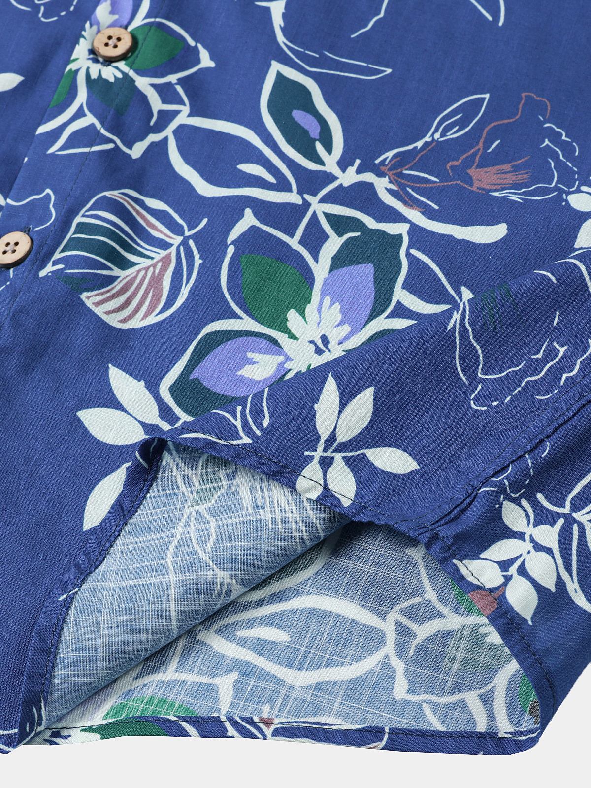 Camisa Tropical de manga corta Beach Leisure de algodón para hombre