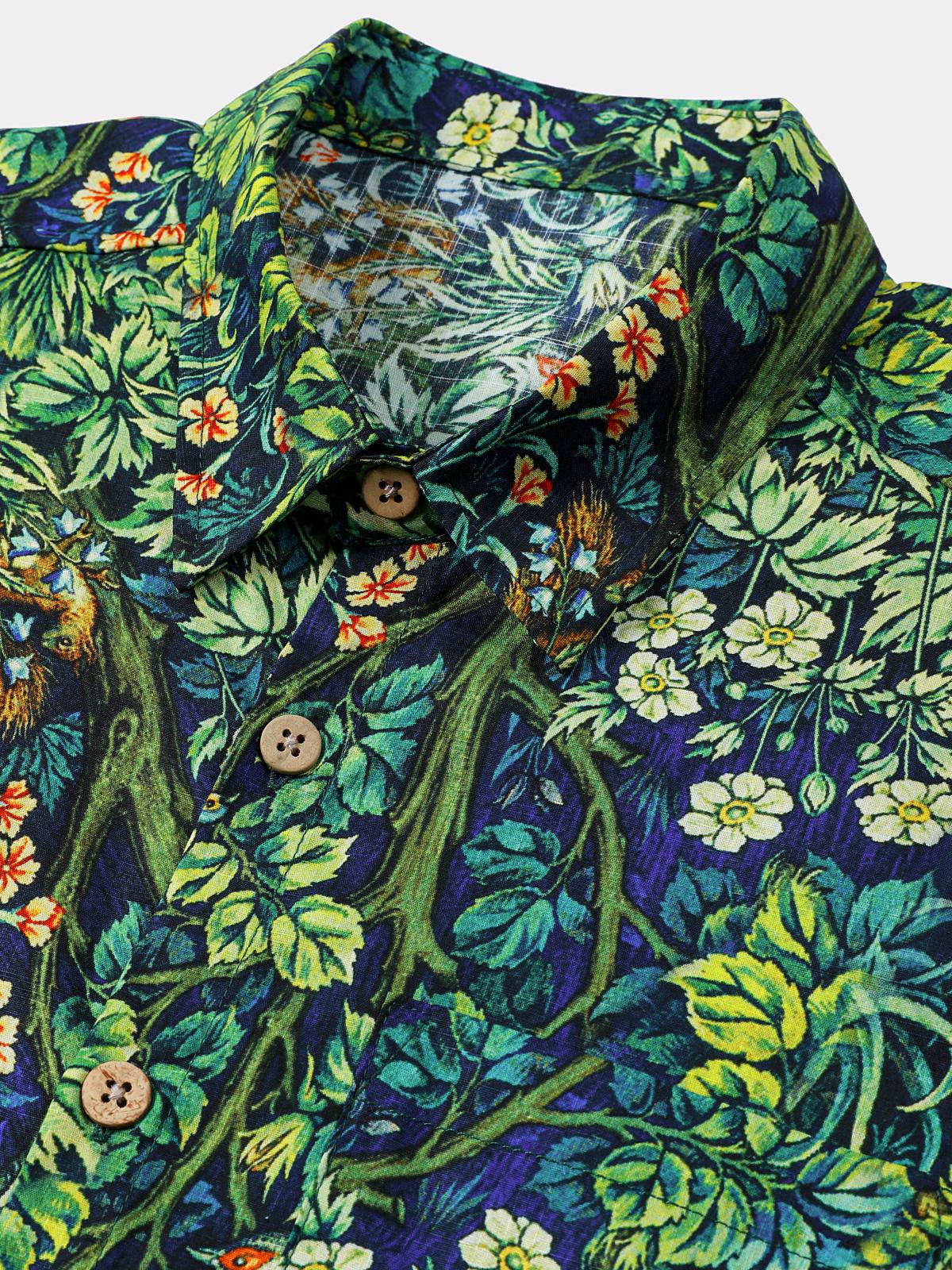 Camisa Tropical Green Botanical de algodón Hawaiian para hombre