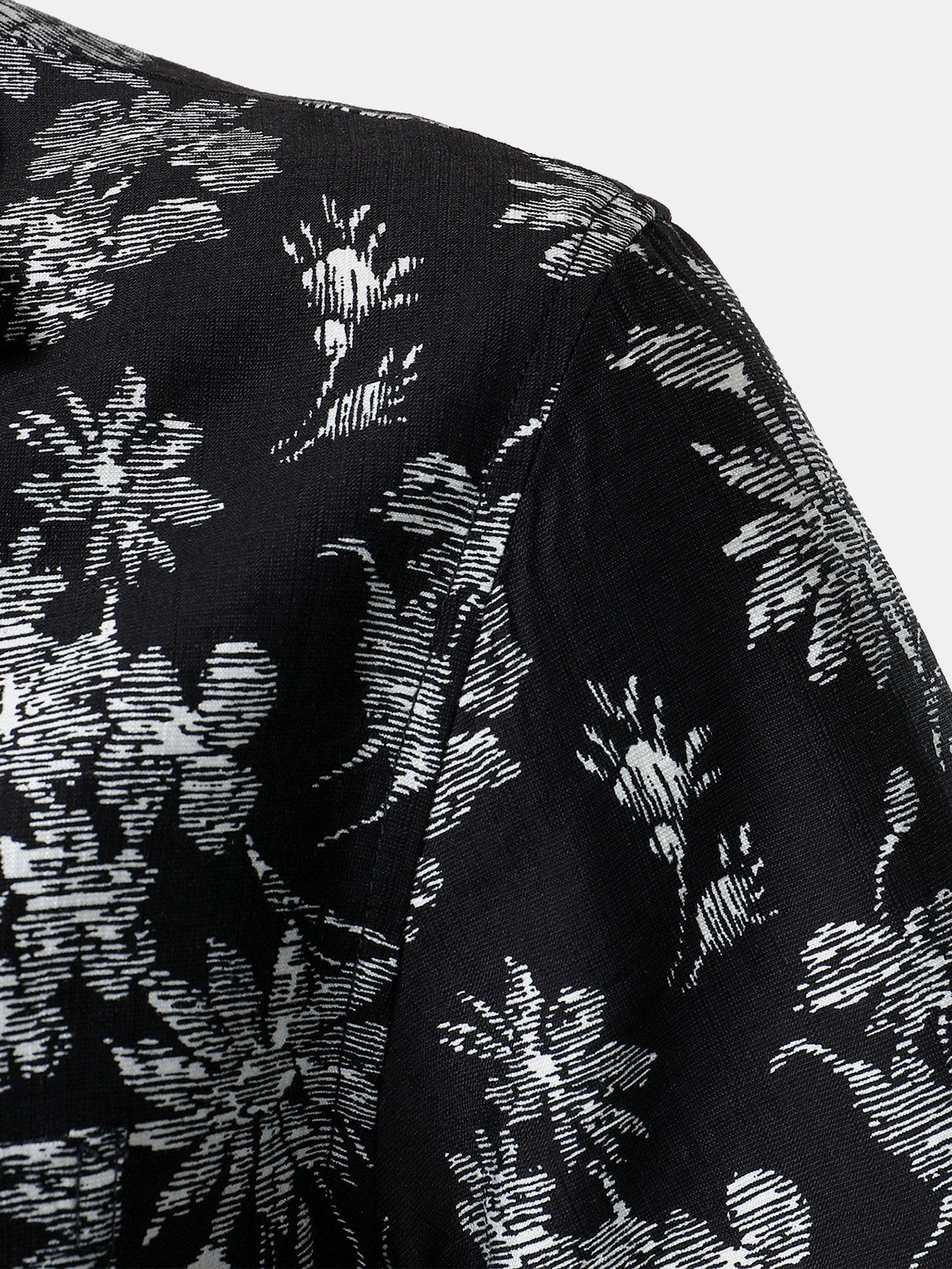 Camisa Black Tropical floral estampado casual Hawaiian para hombre
