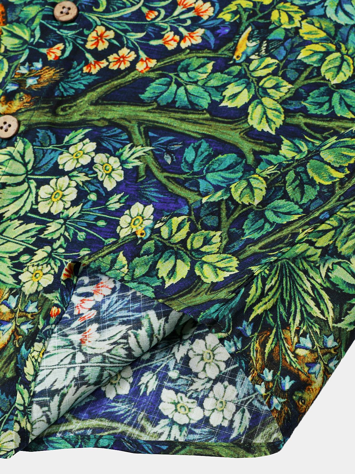 Camisa Tropical Green Botanical de algodón Hawaiian para hombre
