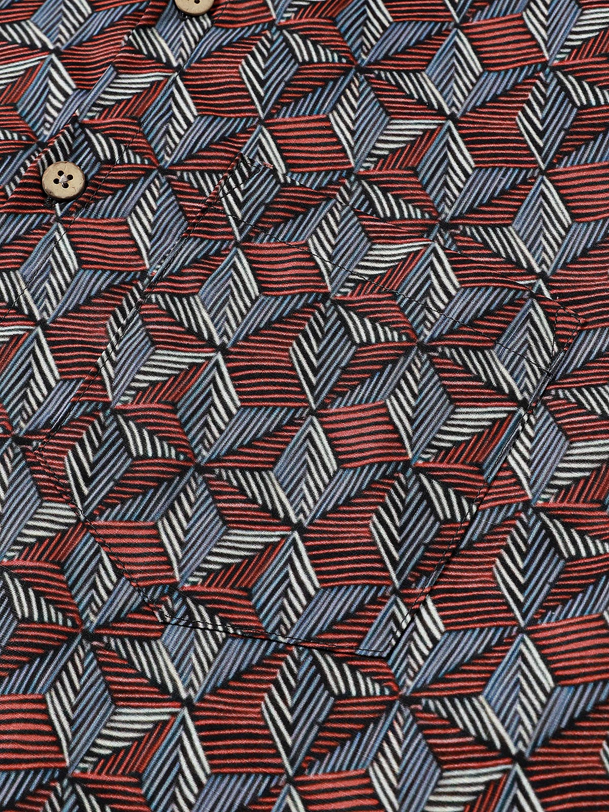 Camisa Geometric Pattern de manga corta Button Up transpirable Cool Everyday casual para hombre