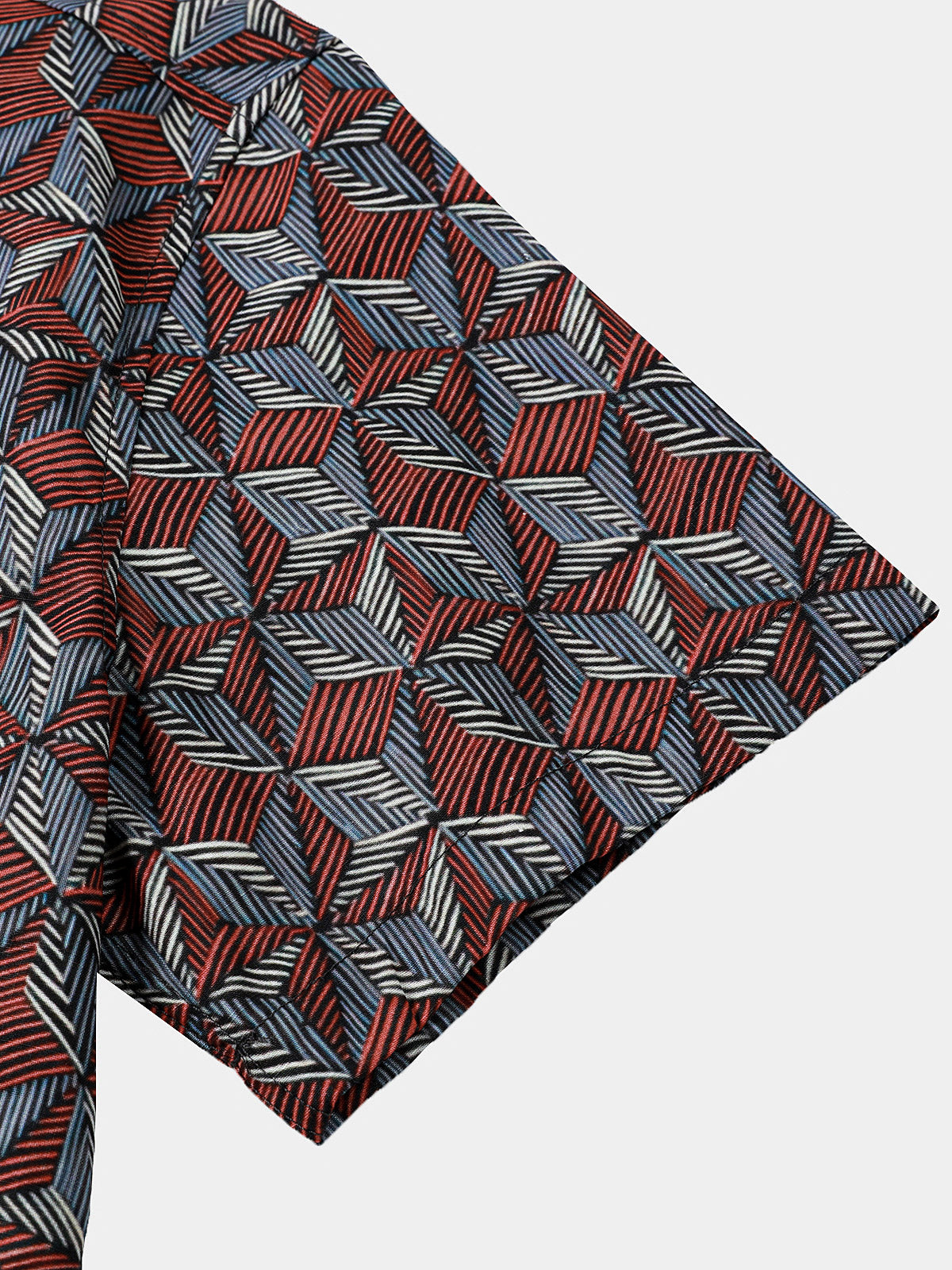 Camisa Geometric Pattern de manga corta Button Up transpirable Cool Everyday casual para hombre