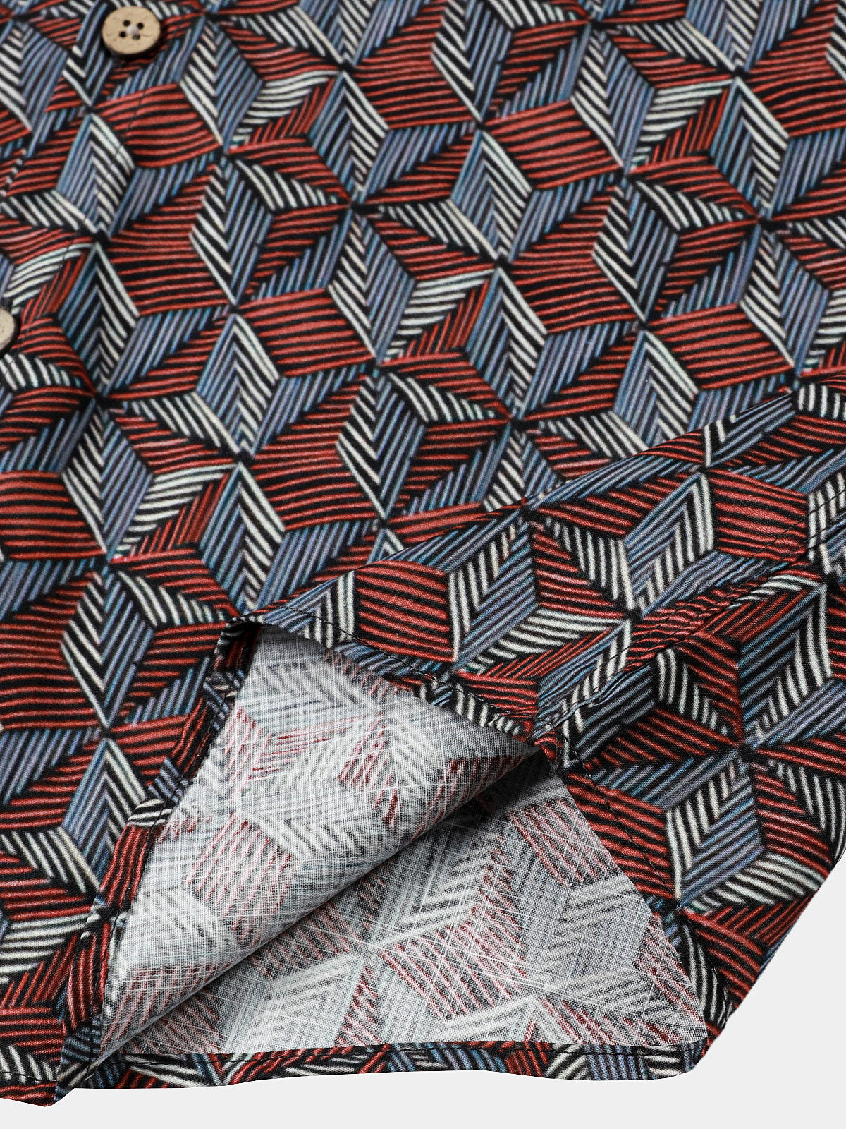 Camisa Geometric Pattern de manga corta Button Up transpirable Cool Everyday casual para hombre