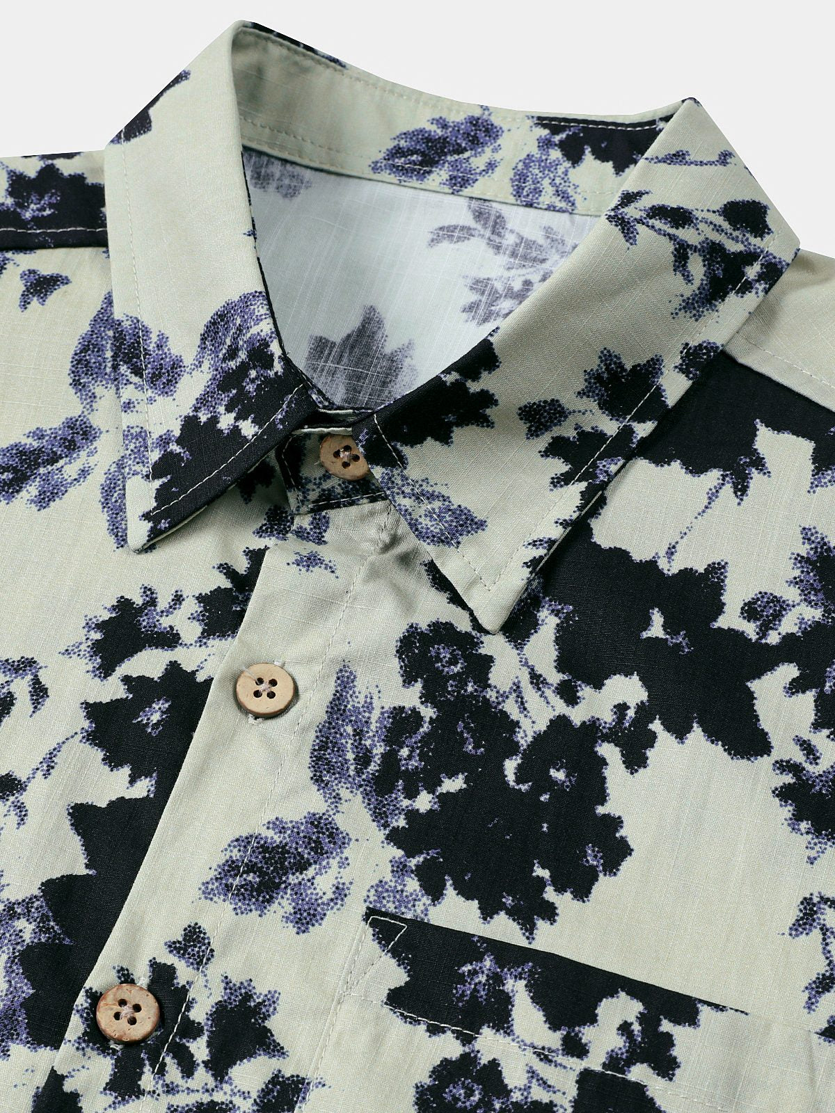 De manga corta Ink Wash floral de algodón Resorcamiseta para hombre