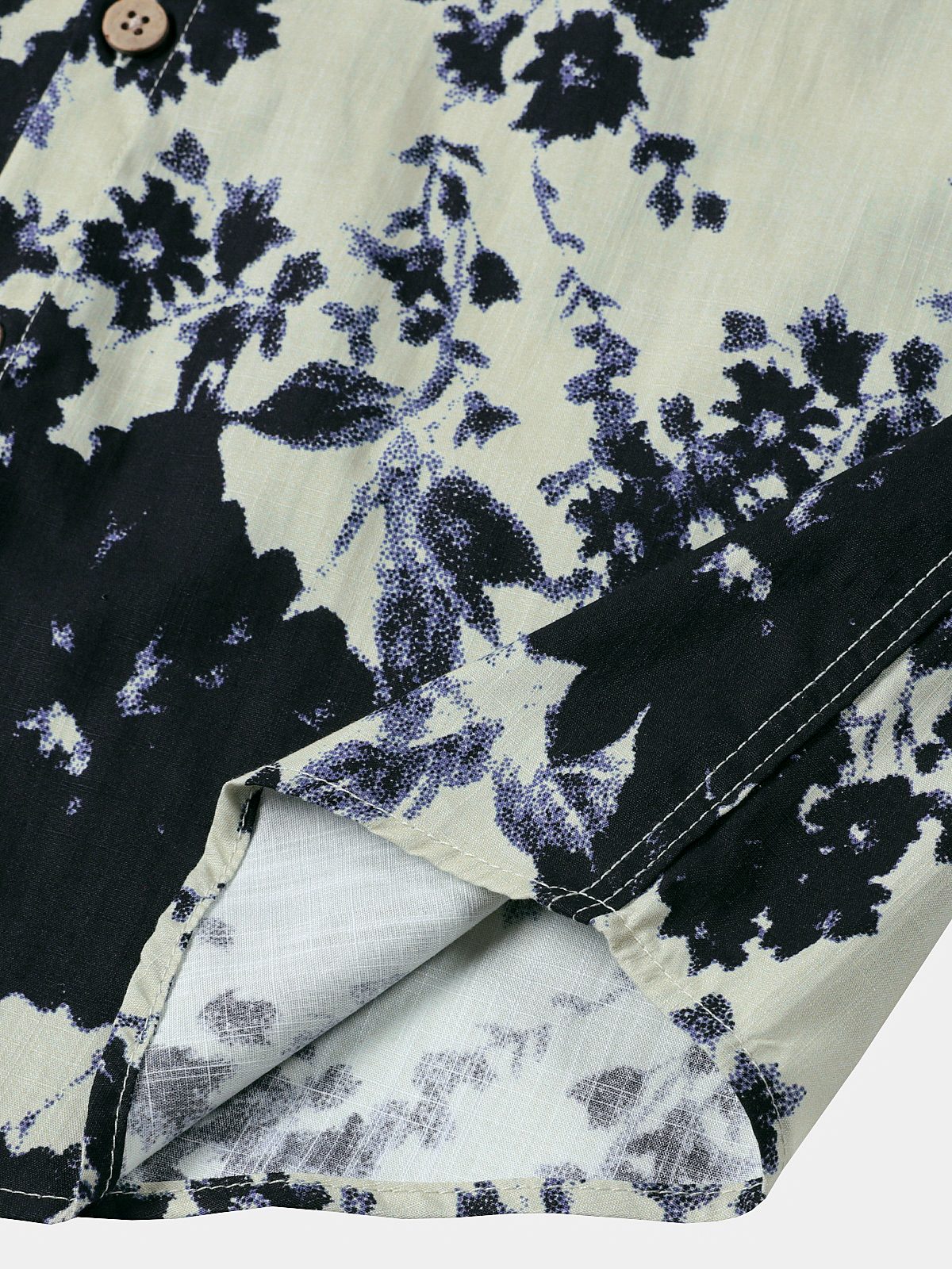 De manga corta Ink Wash floral de algodón Resorcamiseta para hombre