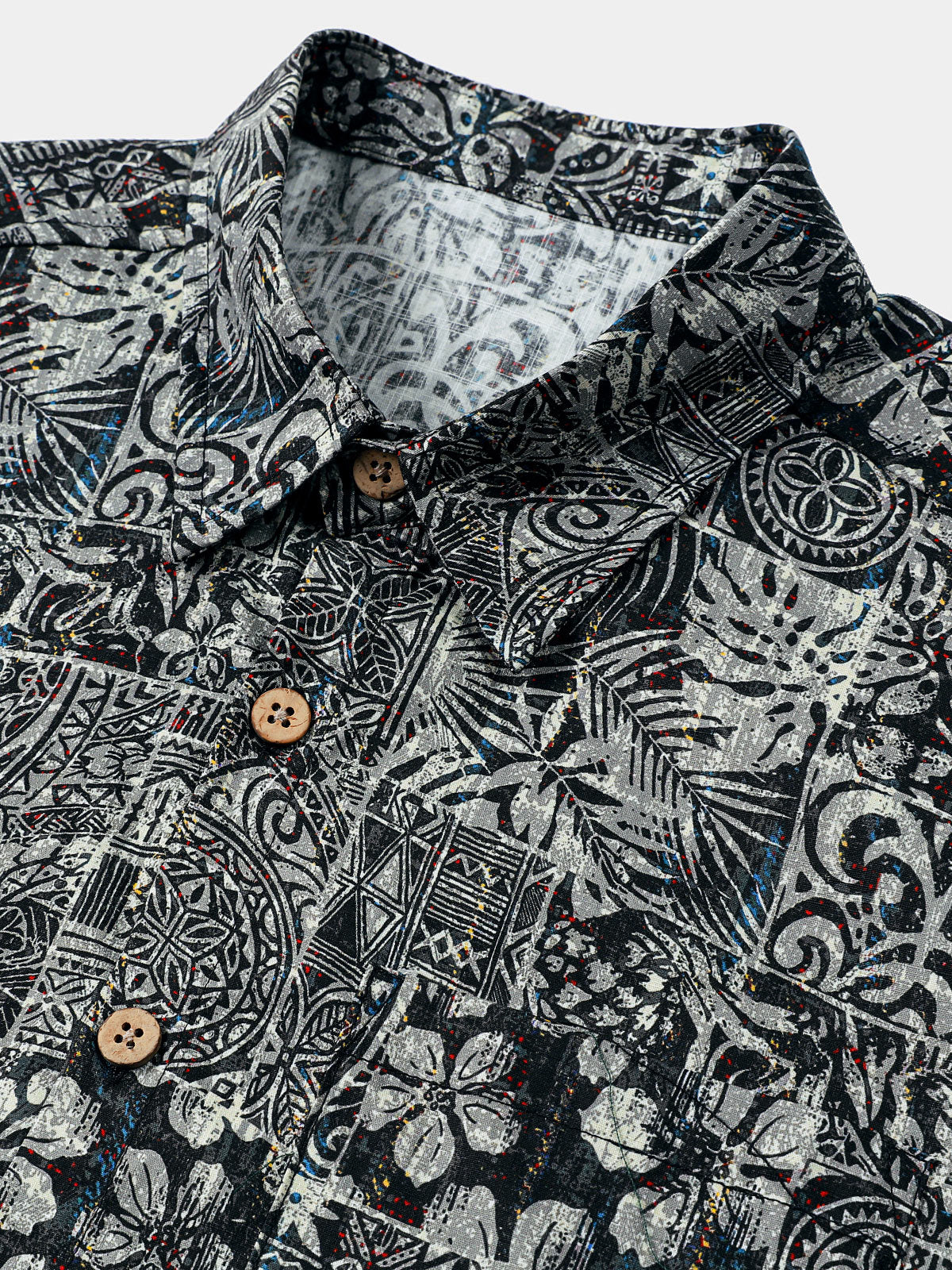 Camisa Boho Style Graphic Pattern de manga corta transpirable Cool casual para hombre