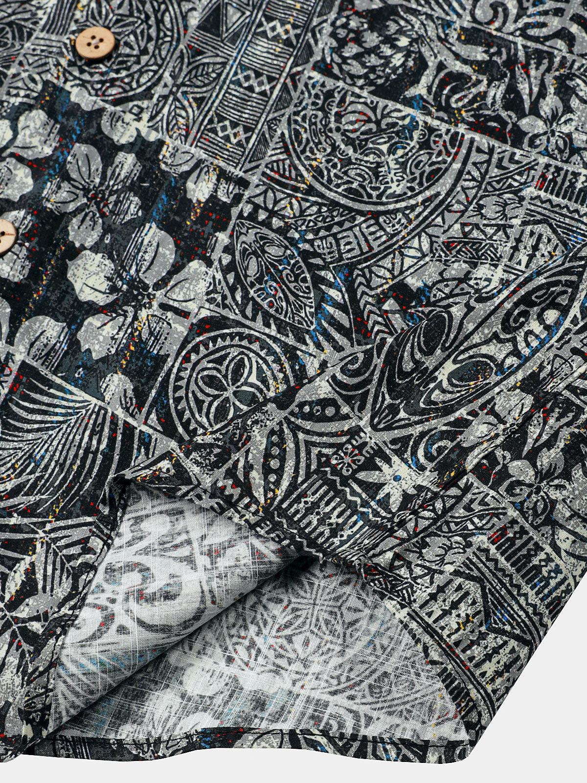 Camisa Boho Style Graphic Pattern de manga corta transpirable Cool casual para hombre