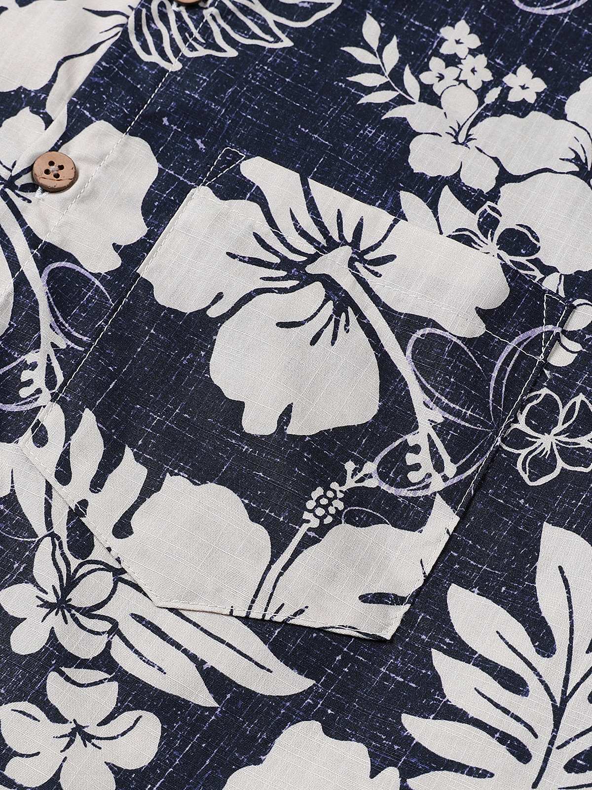 Camisa de manga corta de algodón transpirable Island Holiday Blossom Pattern vintage para hombre