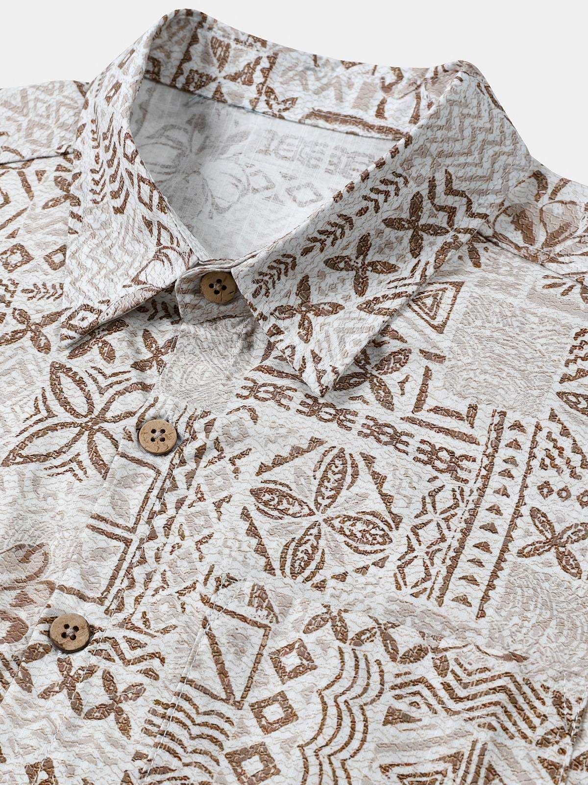 De manga corta de algodón transpirable Bohemian retro Geometric estampado Resorcamiseta para hombre