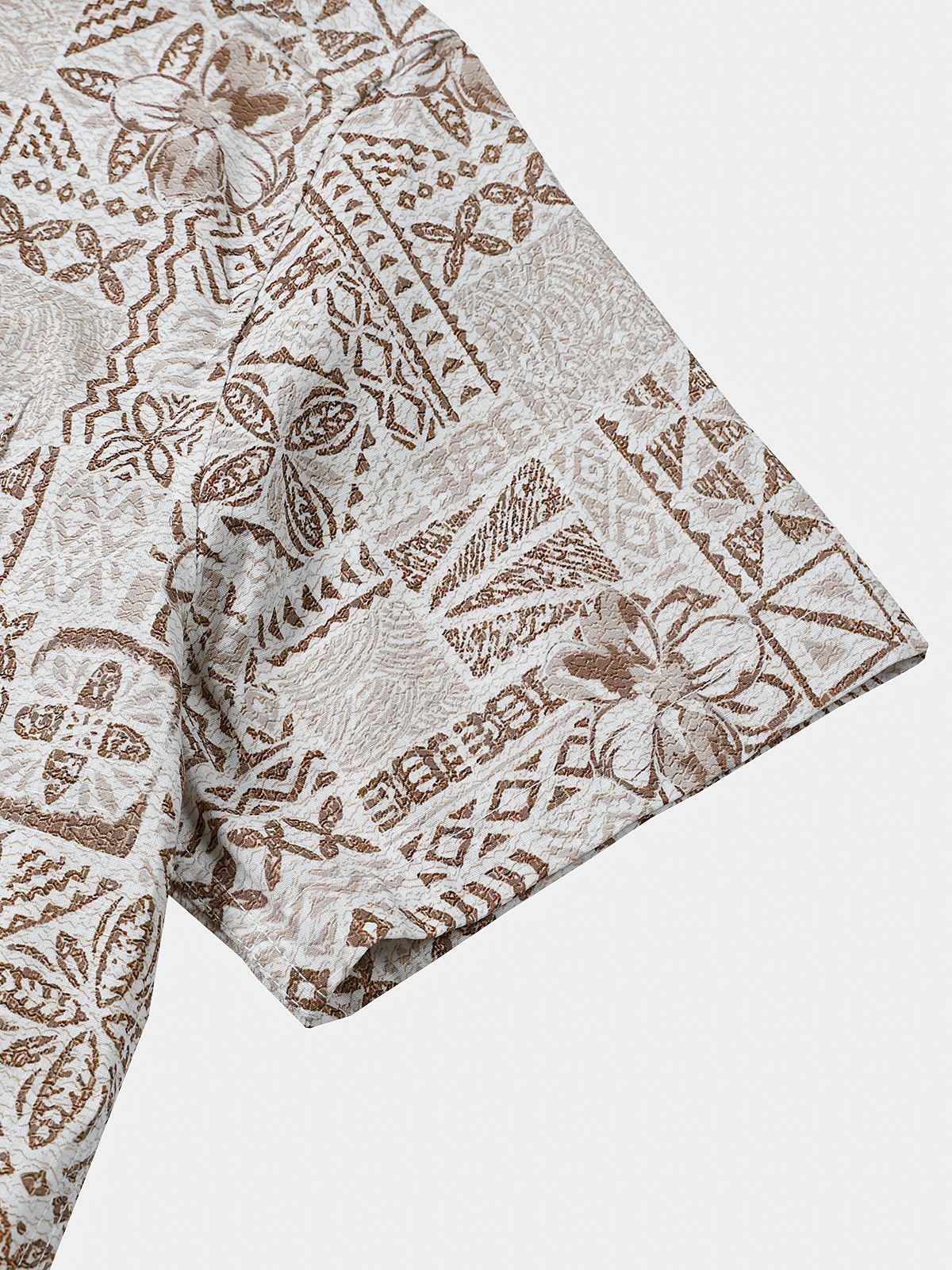 De manga corta de algodón transpirable Bohemian retro Geometric estampado Resorcamiseta para hombre
