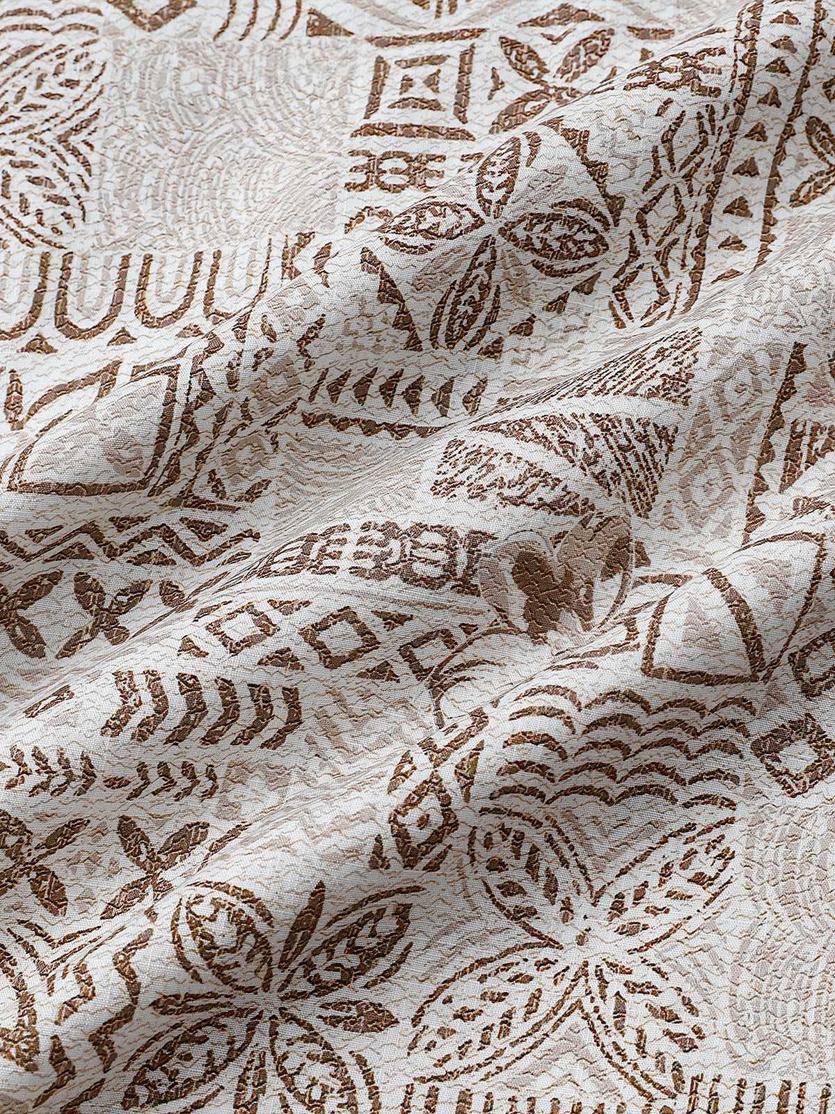 De manga corta de algodón transpirable Bohemian retro Geometric estampado Resorcamiseta para hombre