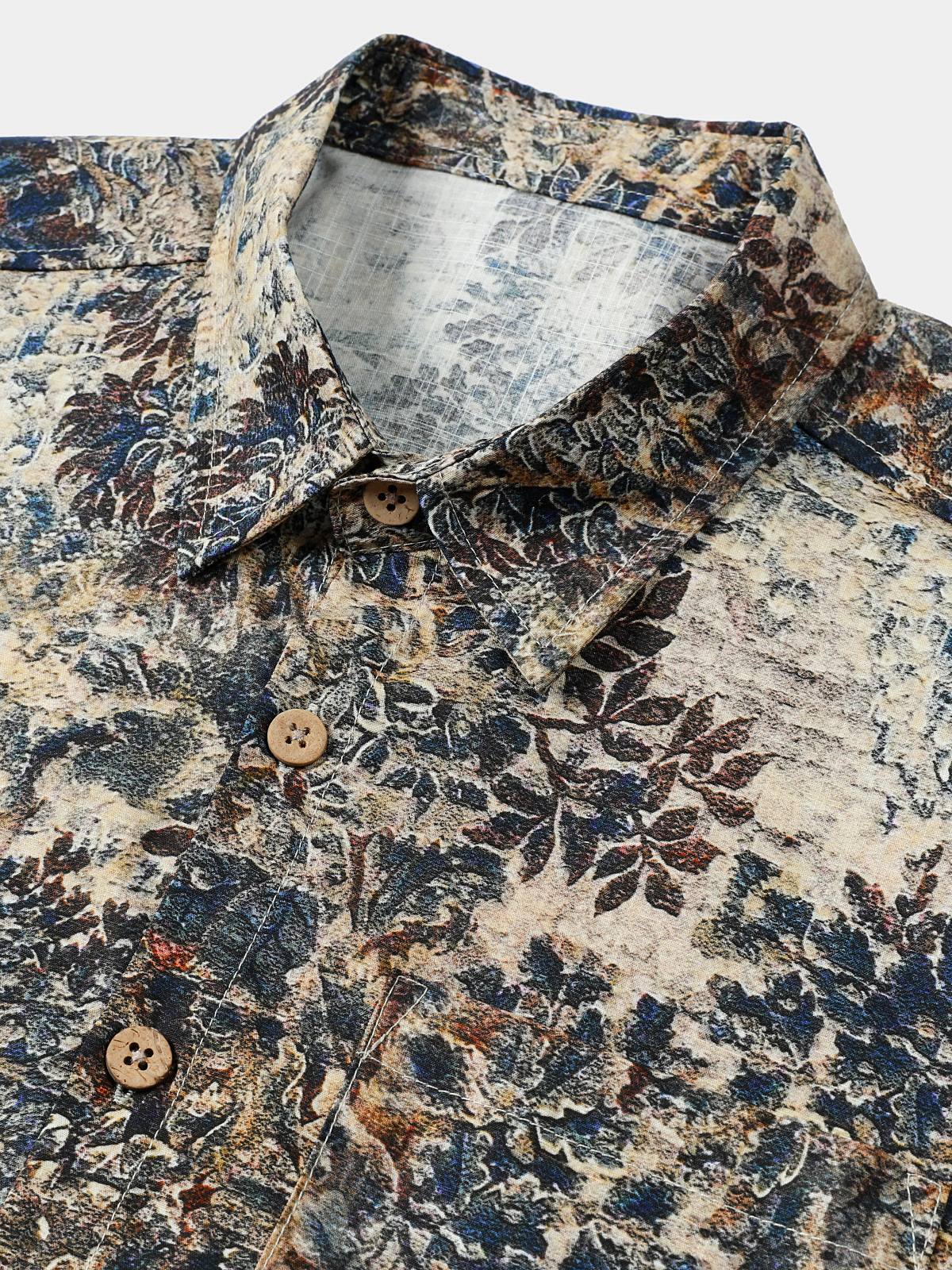 Camisa retro de manga corta transpirable de algodón Vacation para hombre