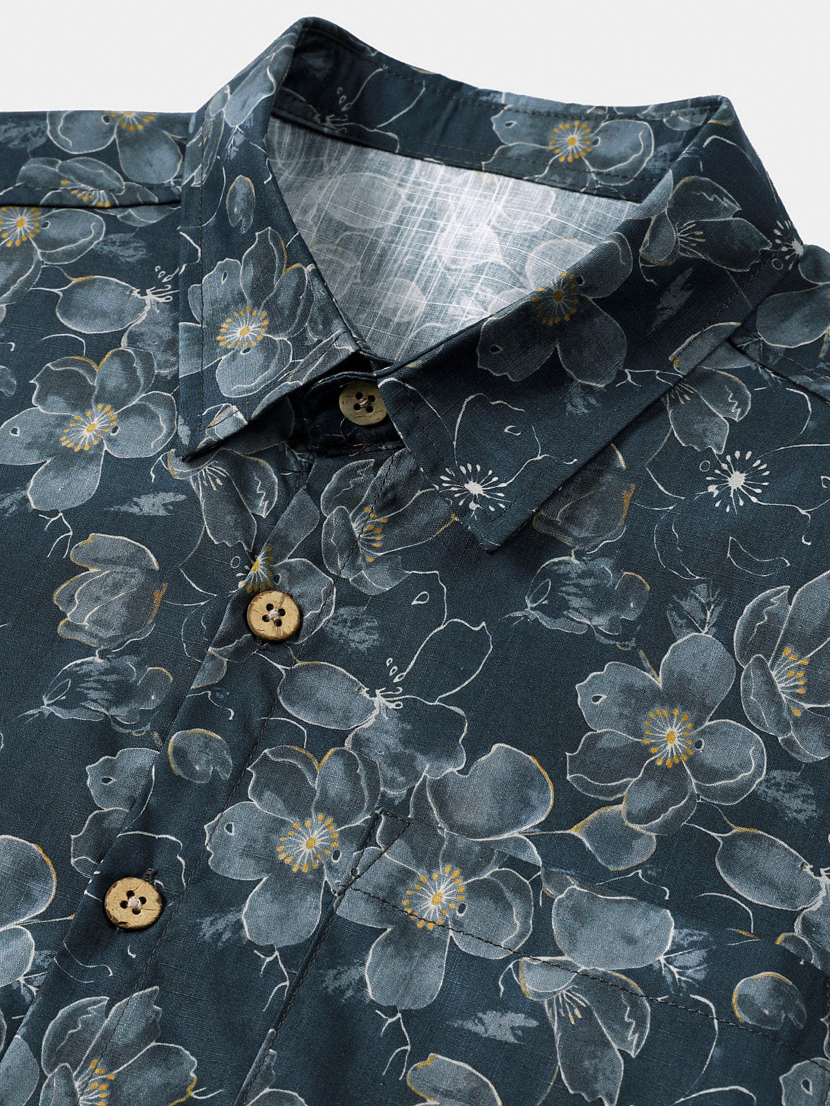 Camisa clásico vintage floral de manga corta con botones transpirable Cool casual para hombre