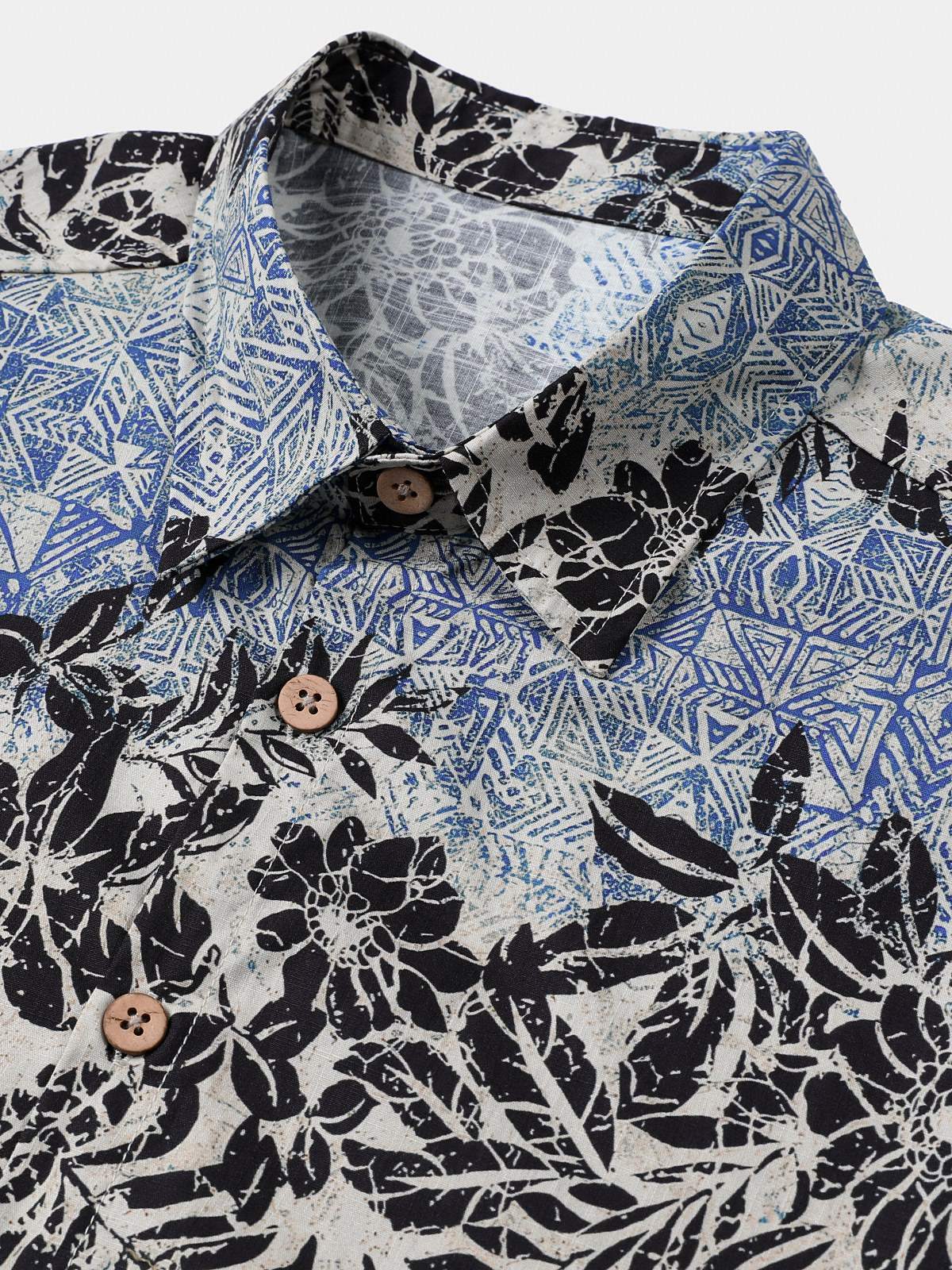 Camisa de manga corta de algodón transpirable retro Bohemian Botanical estampado Island Holiday para hombre