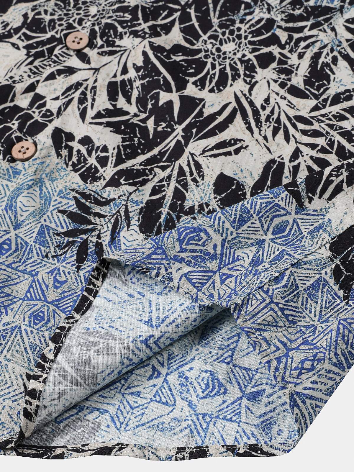 Camisa de manga corta de algodón transpirable retro Bohemian Botanical estampado Island Holiday para hombre