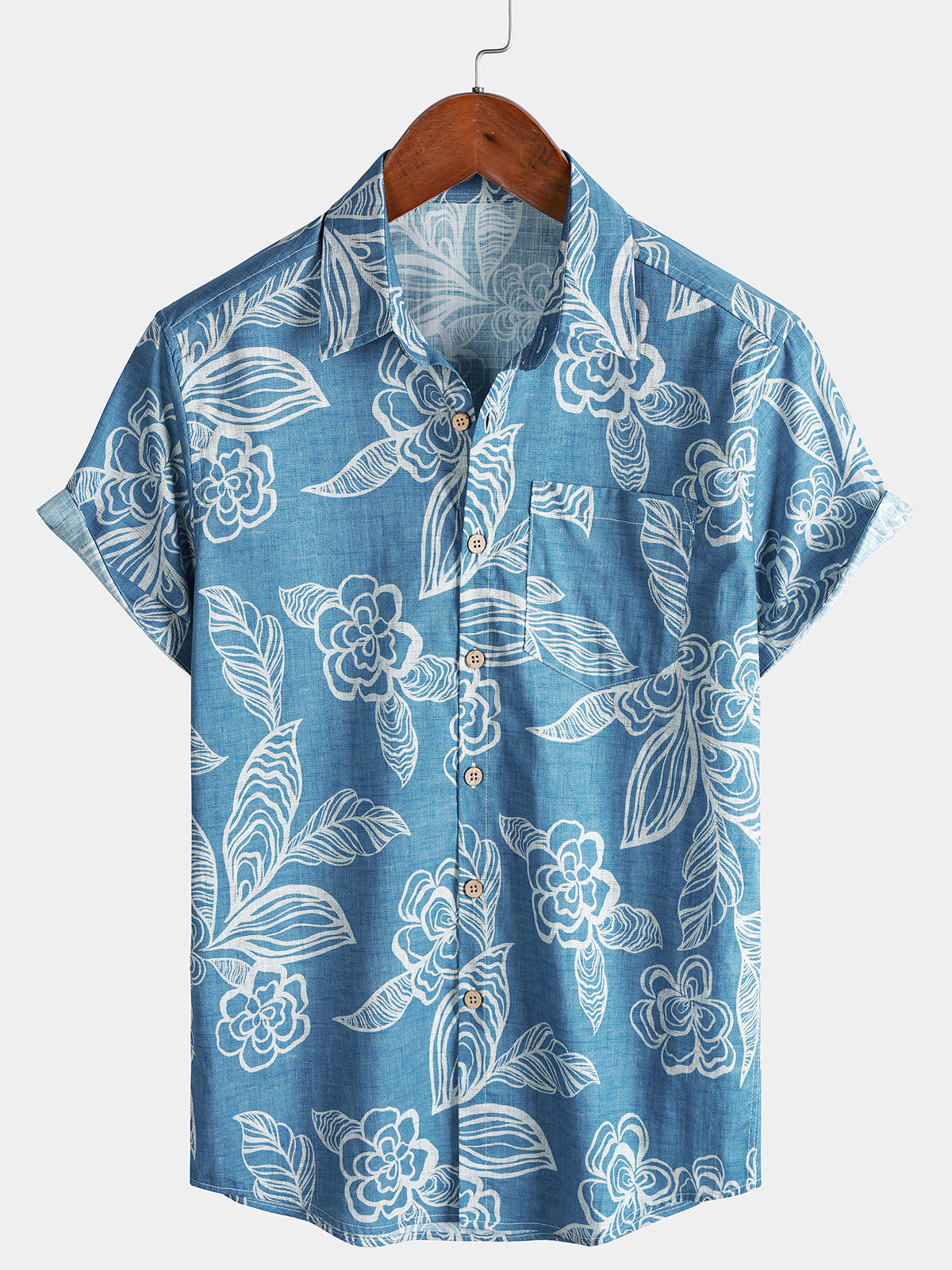 Camisa casual de manga corta Tropical floral Leisure para hombre