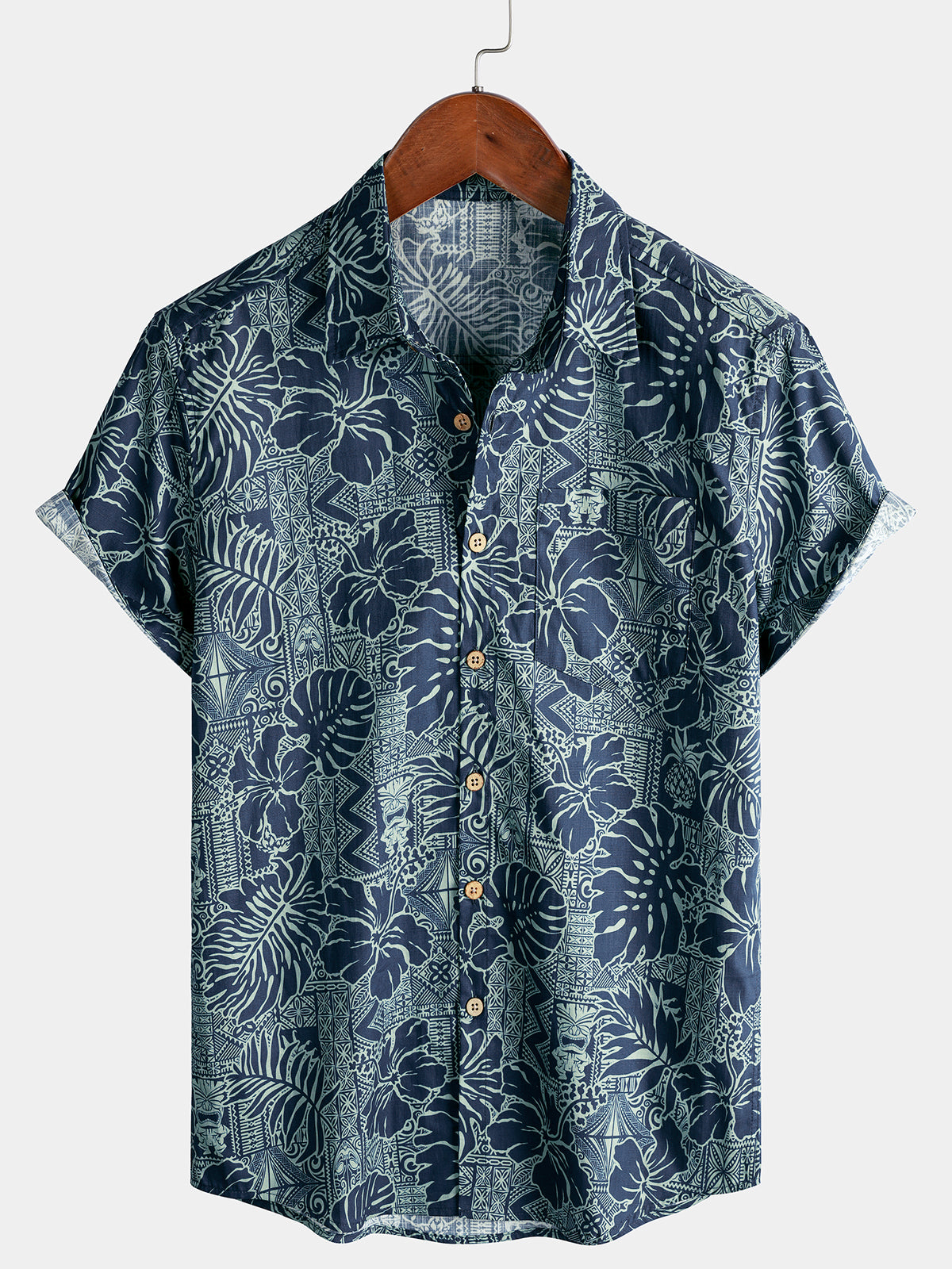 Camisa Hawaiian Tropical Leaf de manga corta transpirable Cool Vacation Beach para hombre