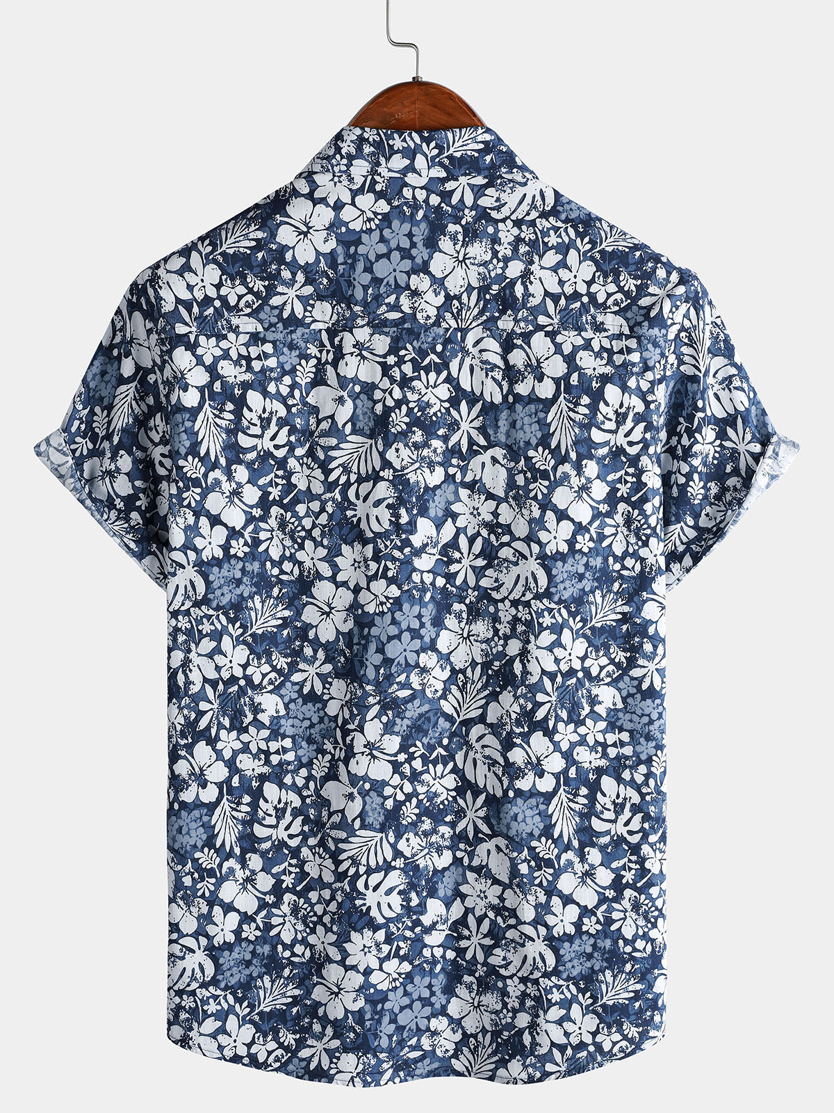 Camisa de manga corta de algodón transpirable Island Holiday Hibiscus estampado retro para hombre