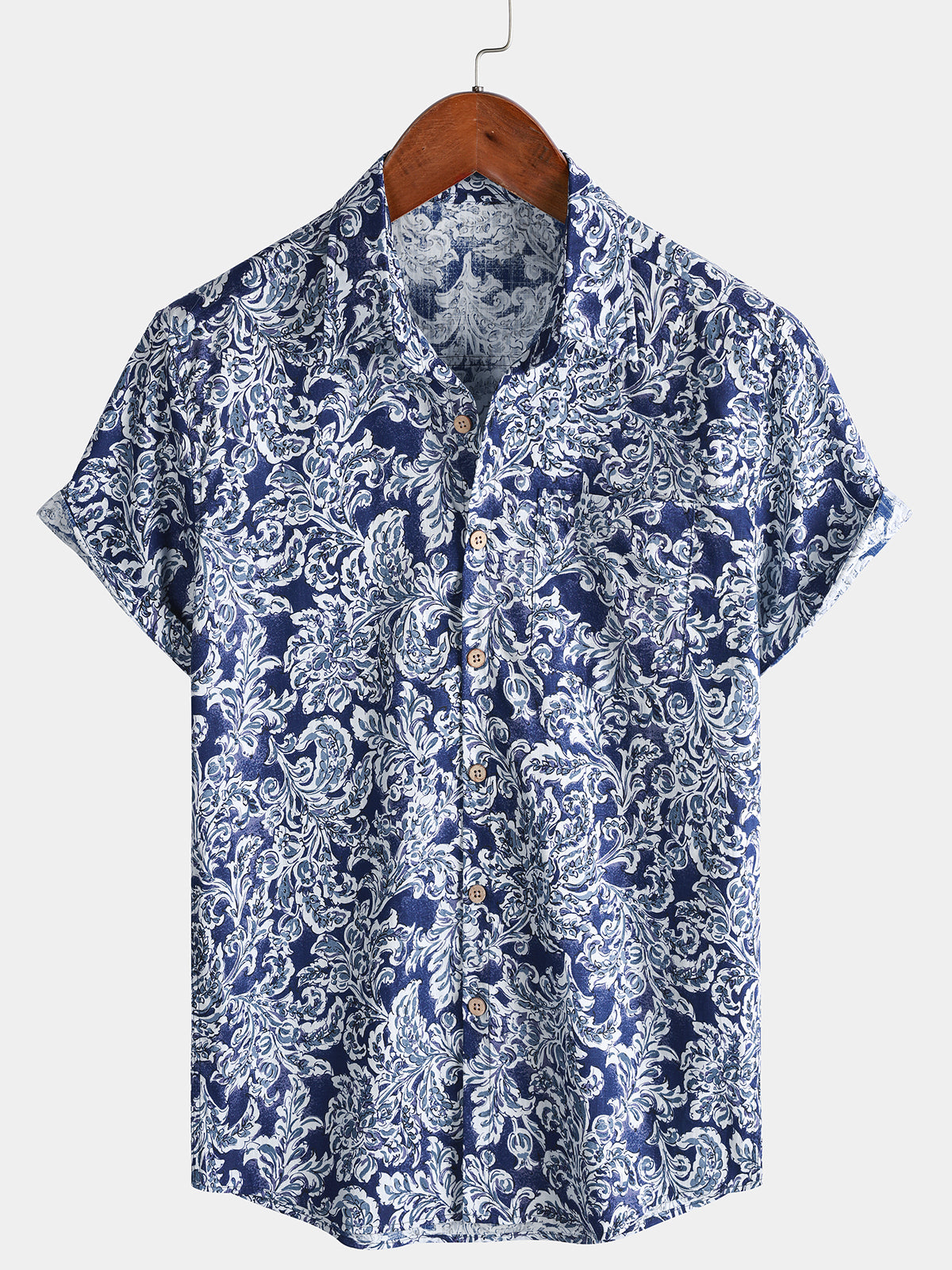 Camisa clásico floral de manga corta Button Up transpirable Cool Vacation para hombre