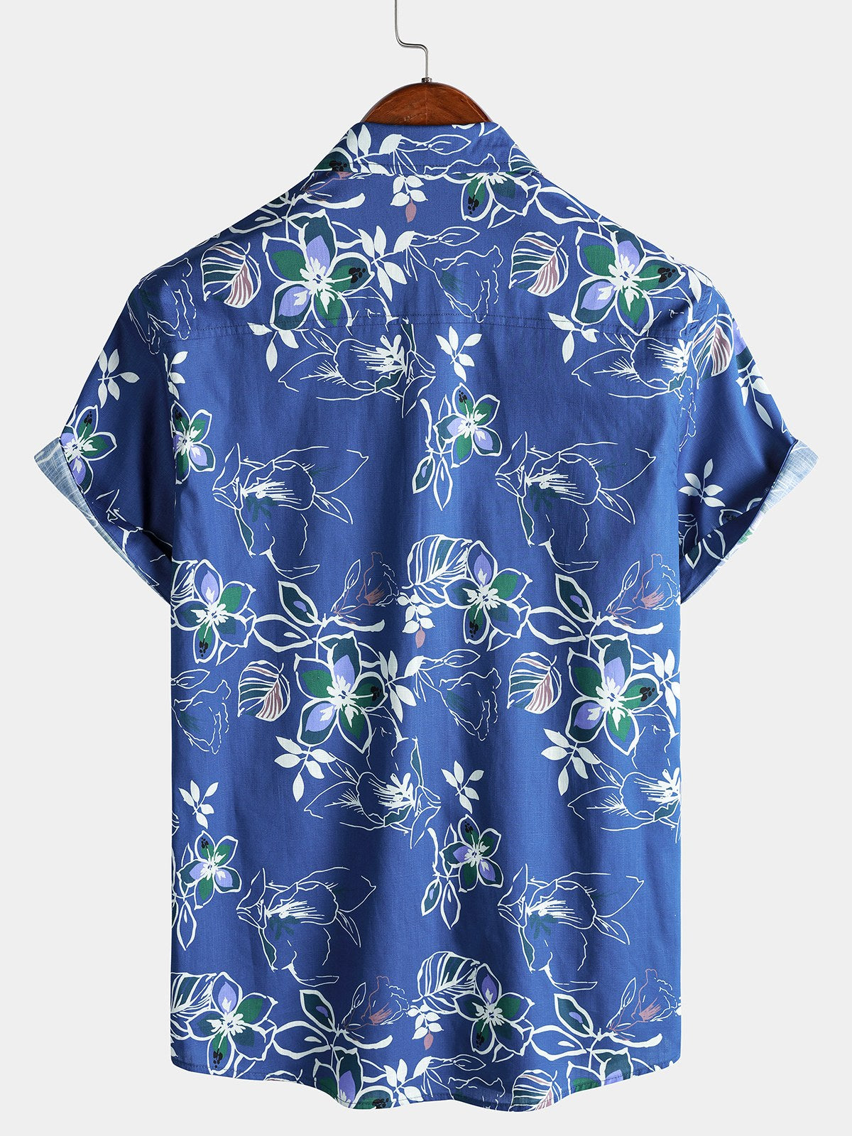 Camisa Tropical de manga corta Beach Leisure de algodón para hombre