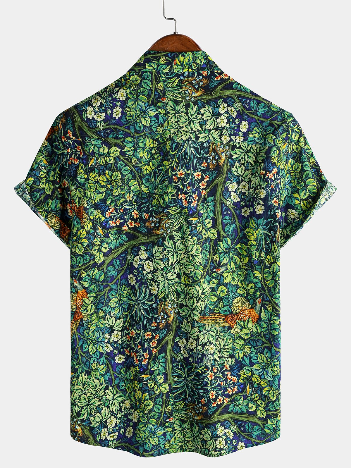 Camisa Tropical Green Botanical de algodón Hawaiian para hombre