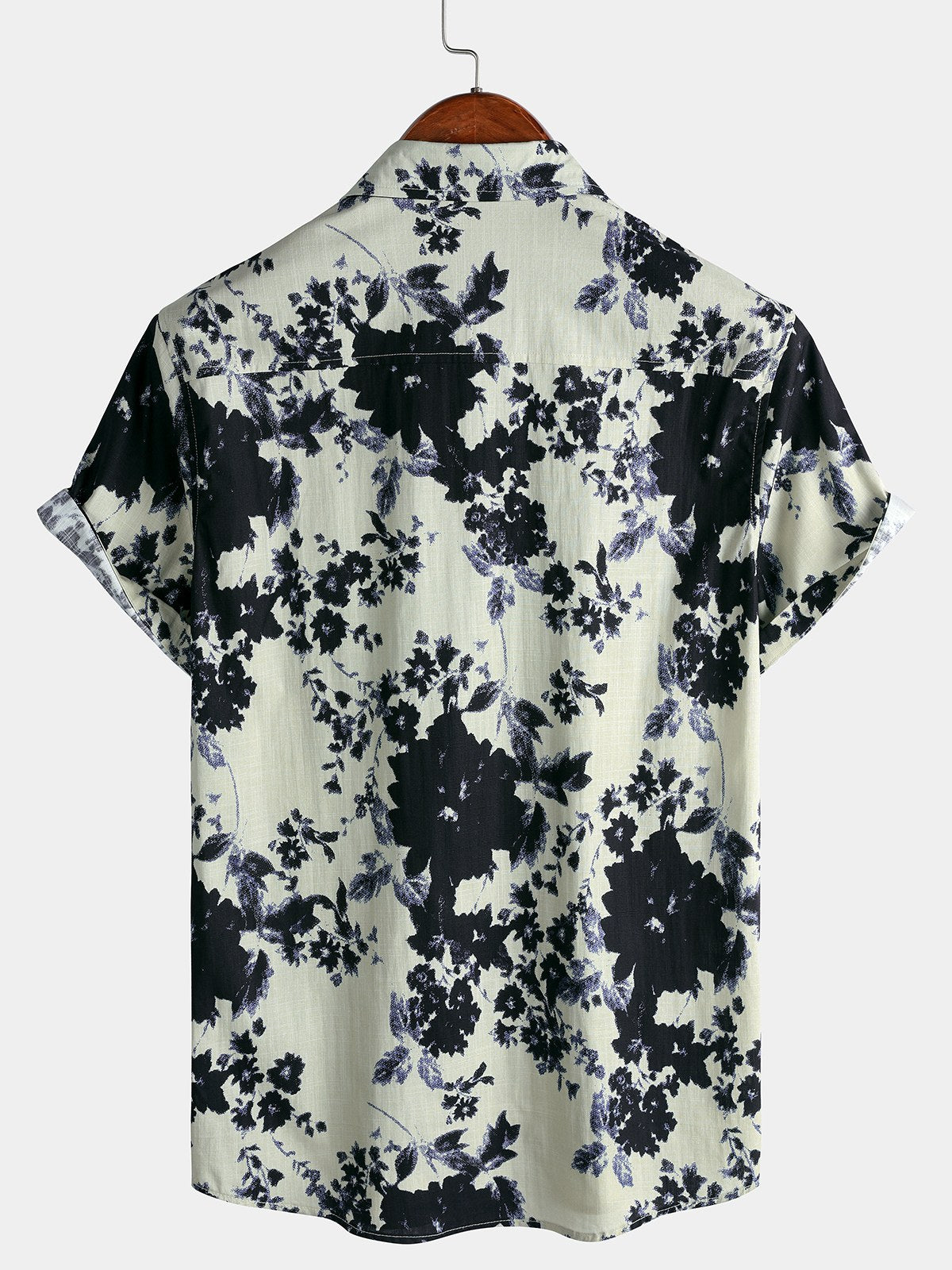 De manga corta Ink Wash floral de algodón Resorcamiseta para hombre