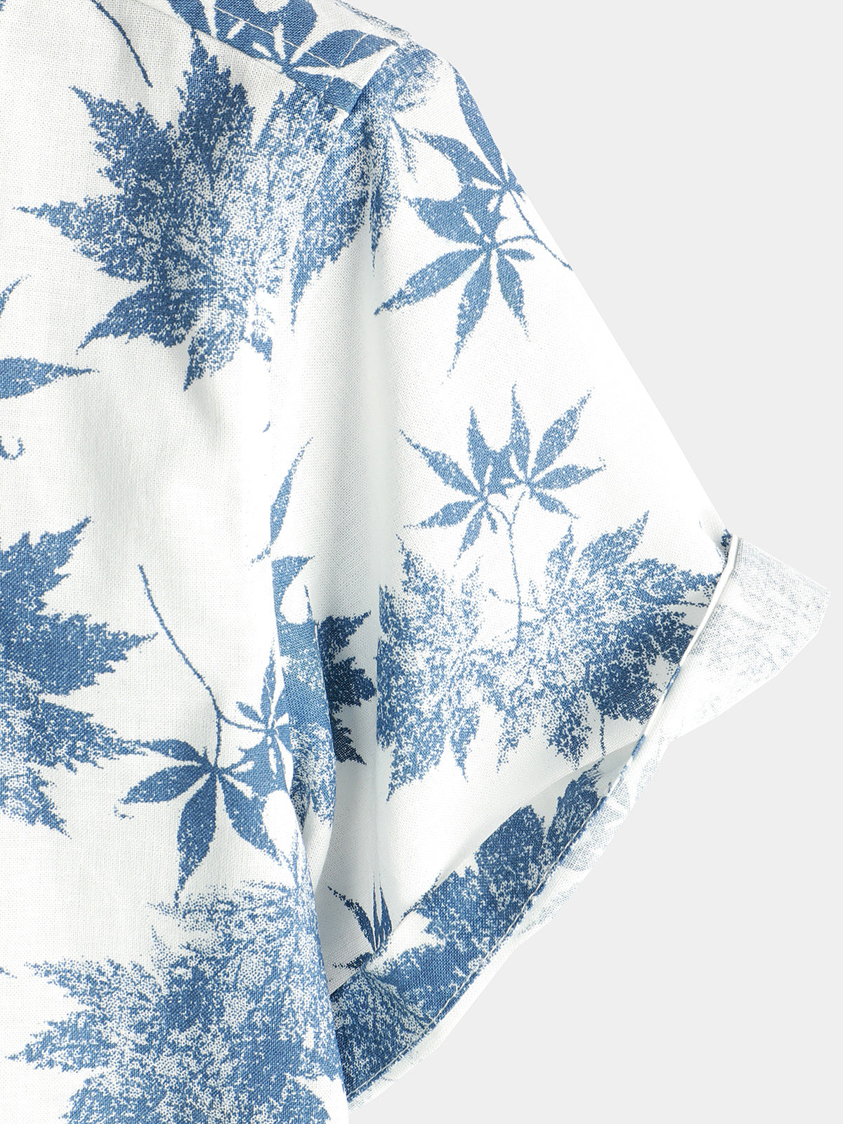 Camisa de algodón de lino Maple Leaf estampado transpirable de manga corta para hombre