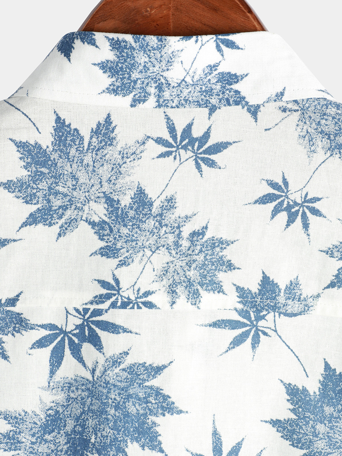 Camisa de algodón de lino Maple Leaf estampado transpirable de manga corta para hombre