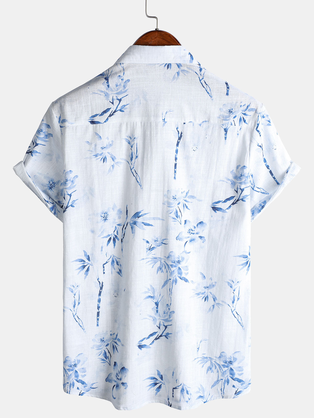 Camisa Elegant Blossom estampado casual de manga corta para hombre