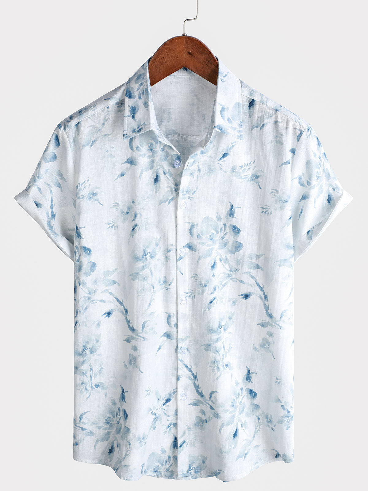 Camisa floral Holiday casual Summer de manga corta Button Up para hombre
