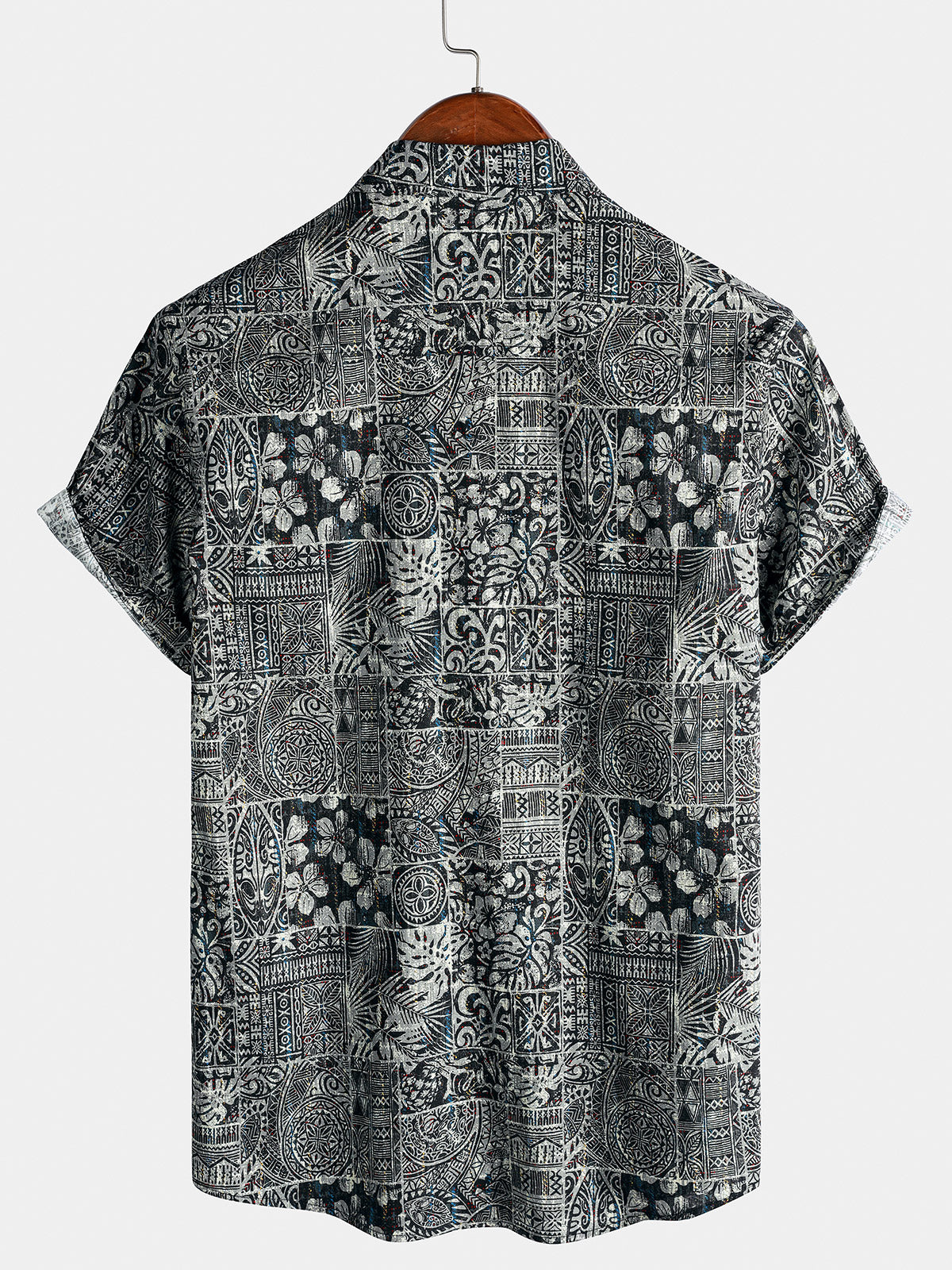 Camisa Boho Style Graphic Pattern de manga corta transpirable Cool casual para hombre