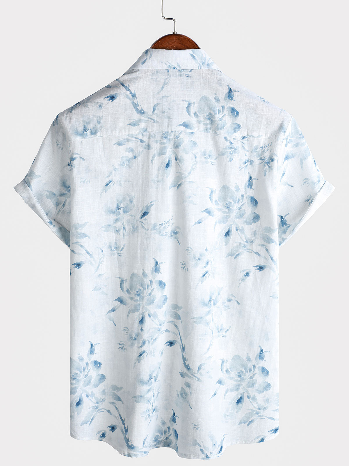 Camisa floral Holiday casual Summer de manga corta Button Up para hombre