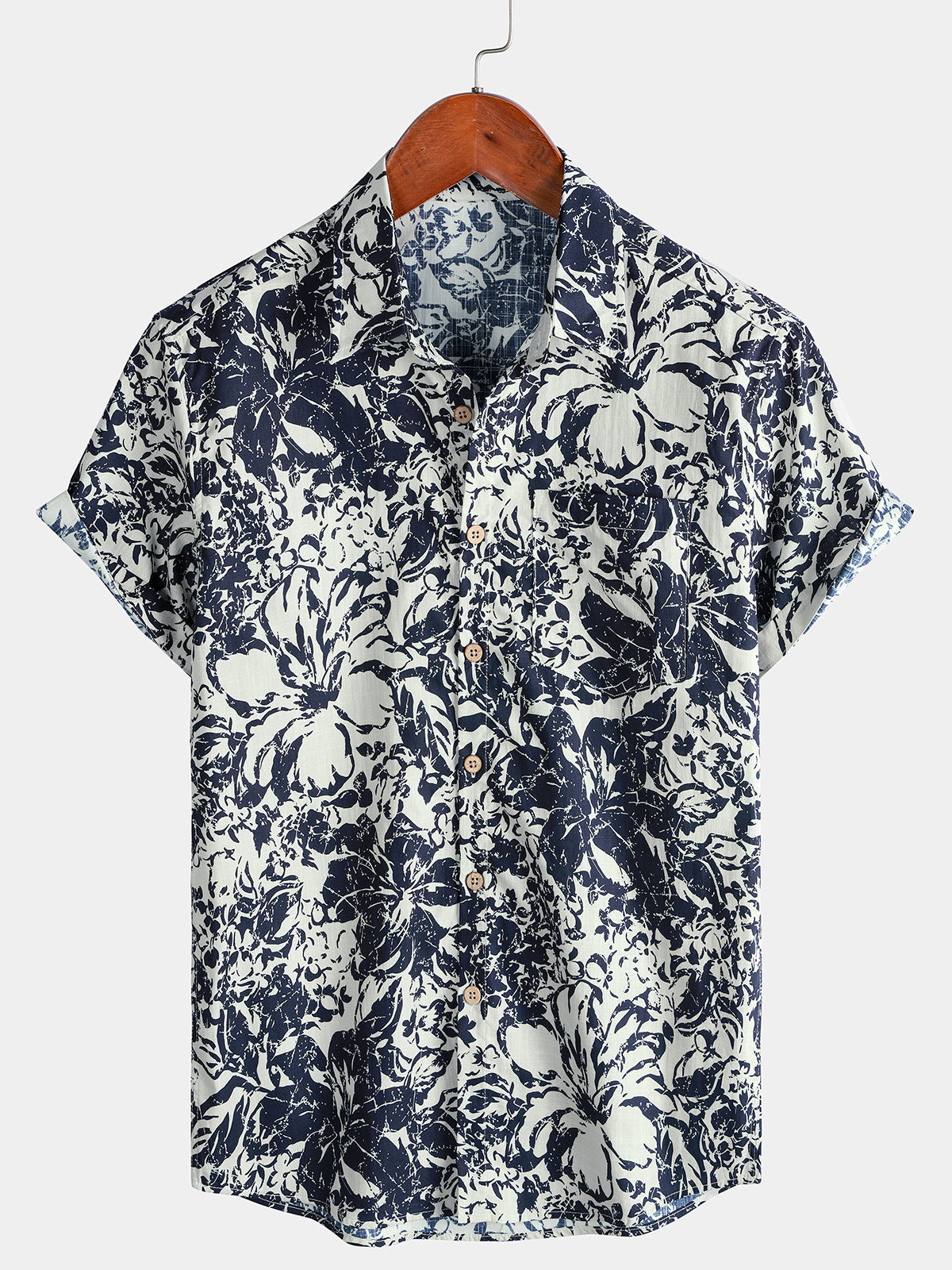 Camisa de manga corta transpirable de algodón Seaside Vacation para hombre