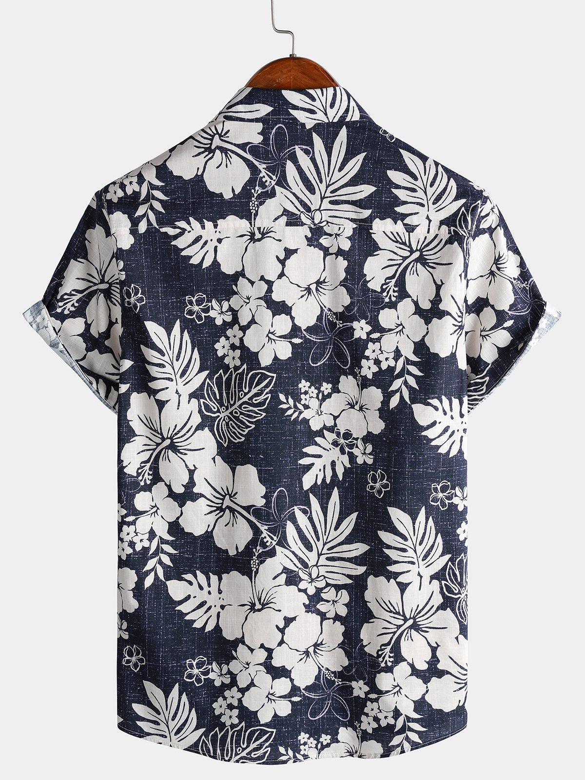 Camisa de manga corta de algodón transpirable Island Holiday Blossom Pattern vintage para hombre