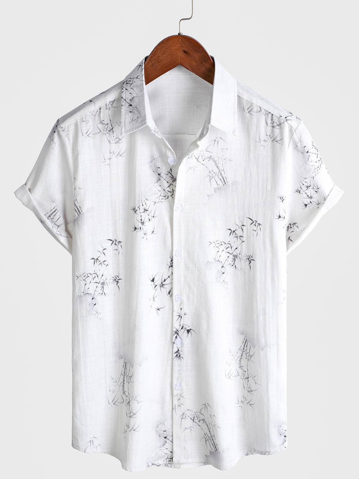 Camisa Bamboo estampado casual de manga corta para hombre